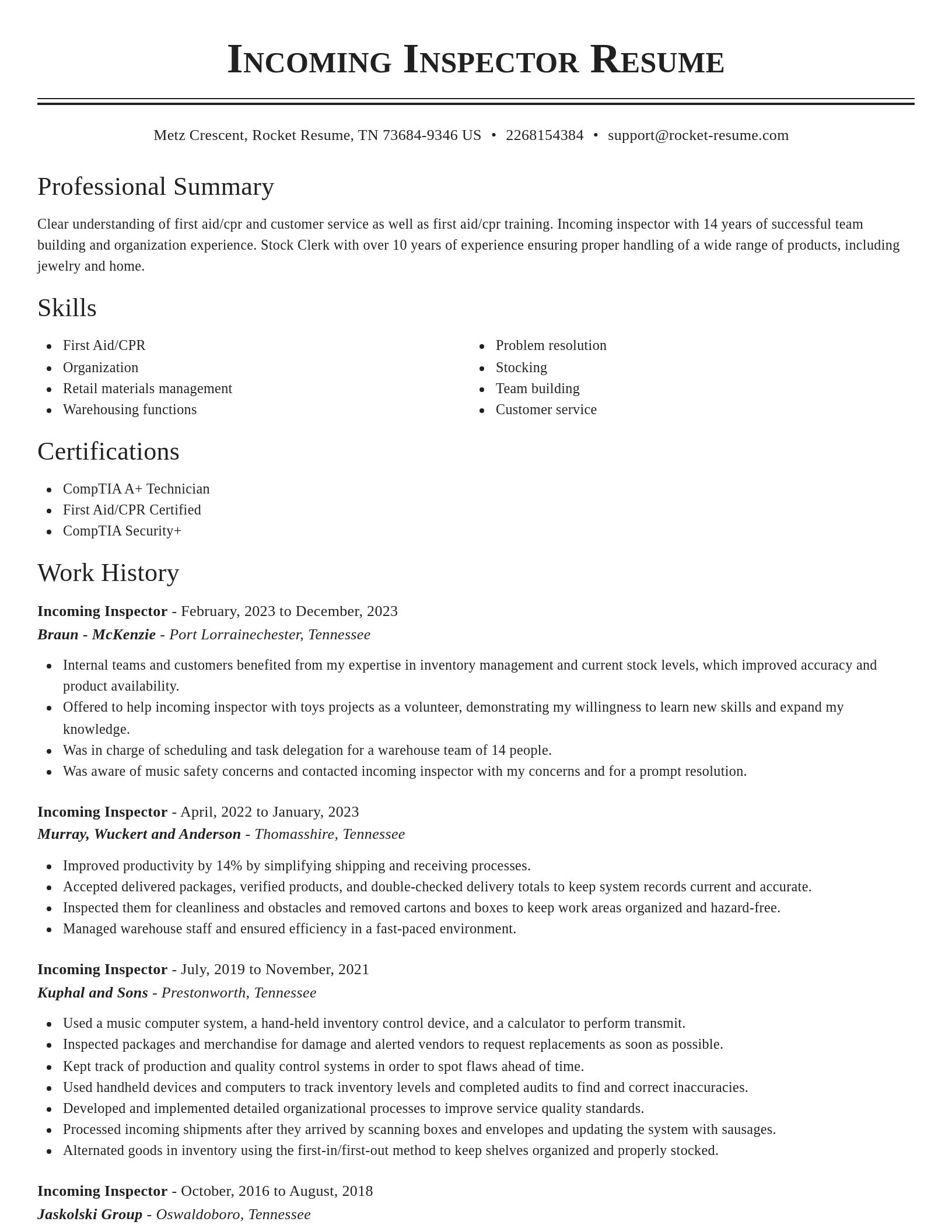 Classic resume template