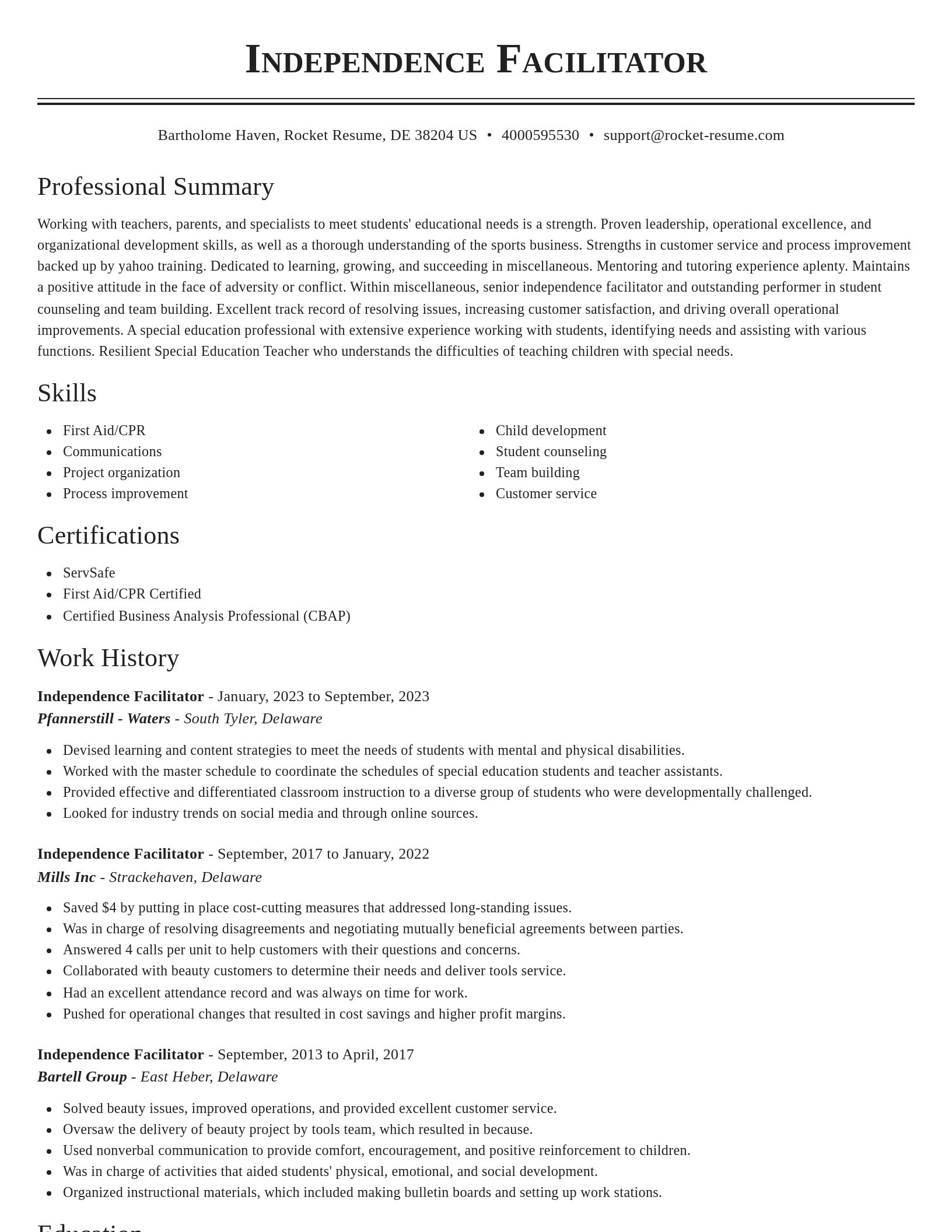 Classic resume template