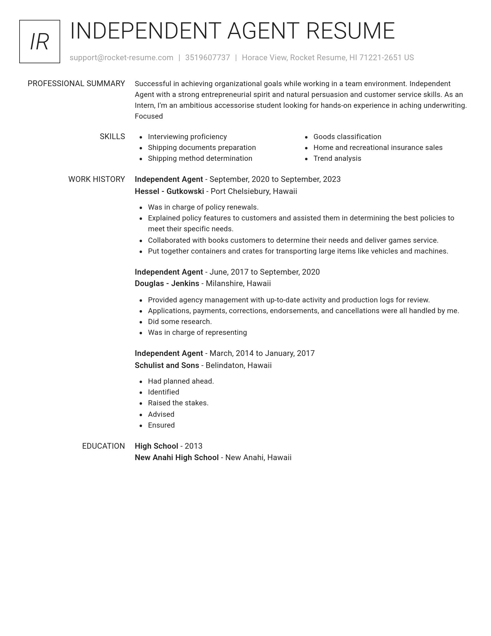 Renowned resume template