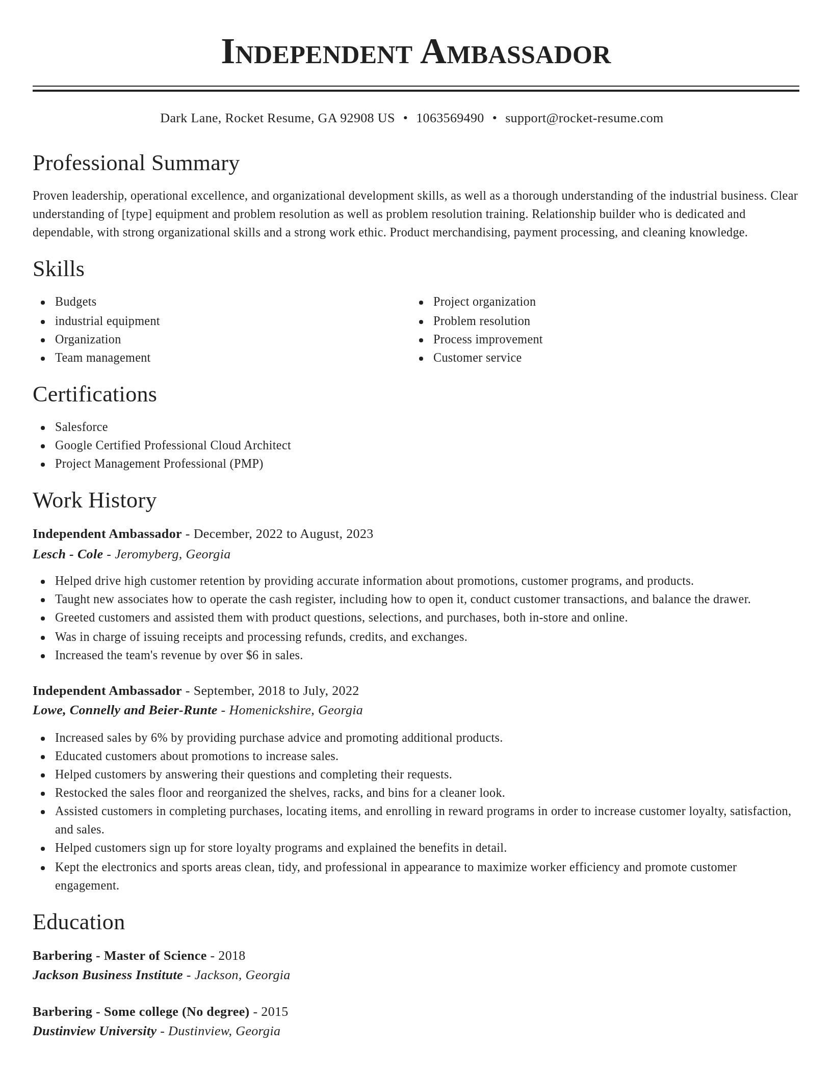 Classic resume template