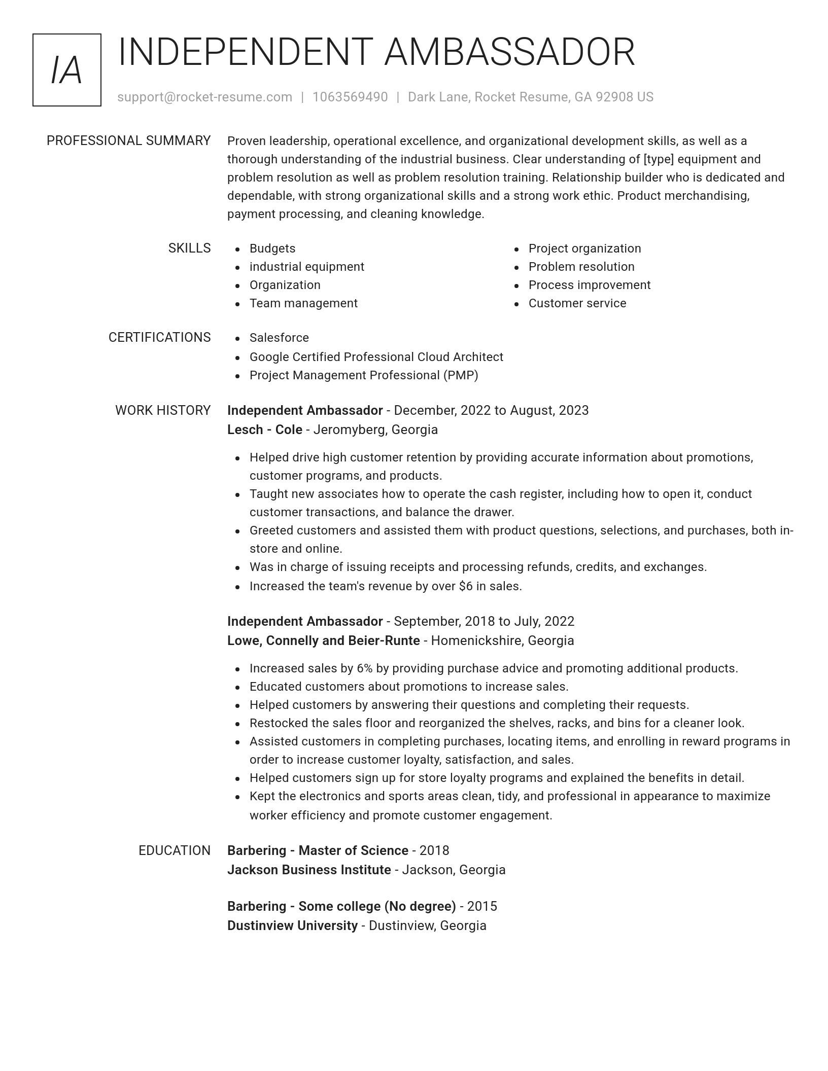 Renowned resume template