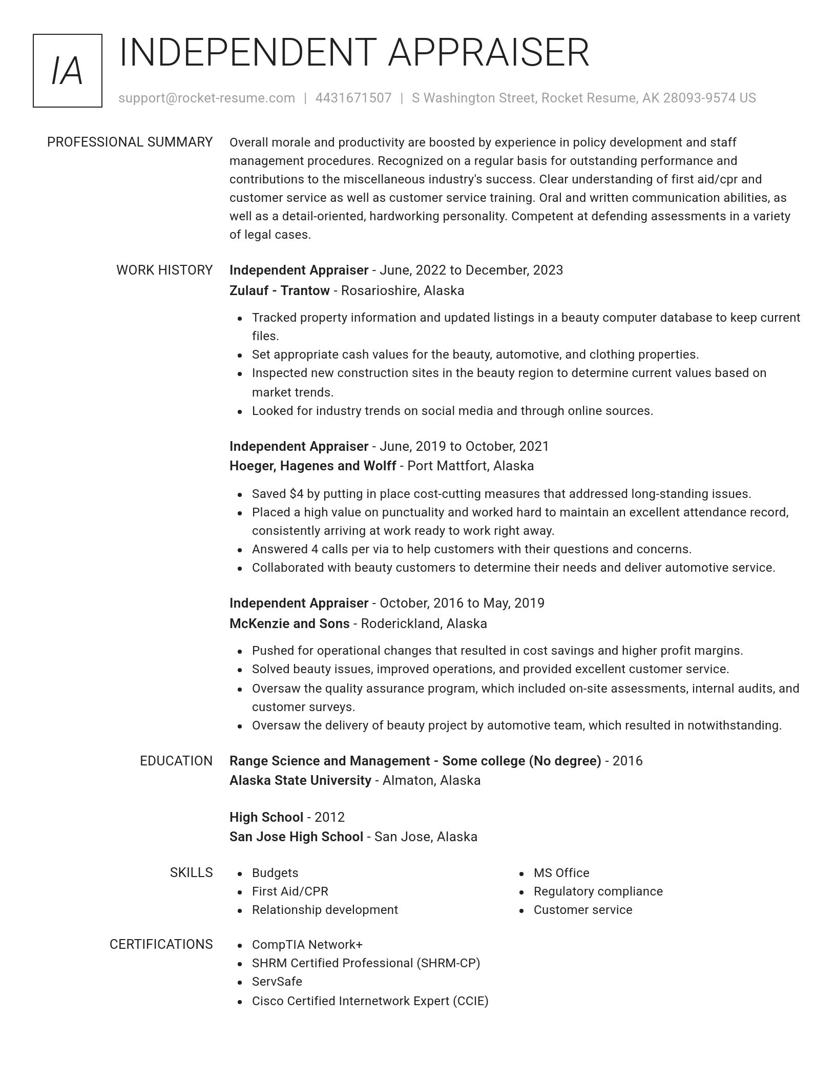 Renowned resume template