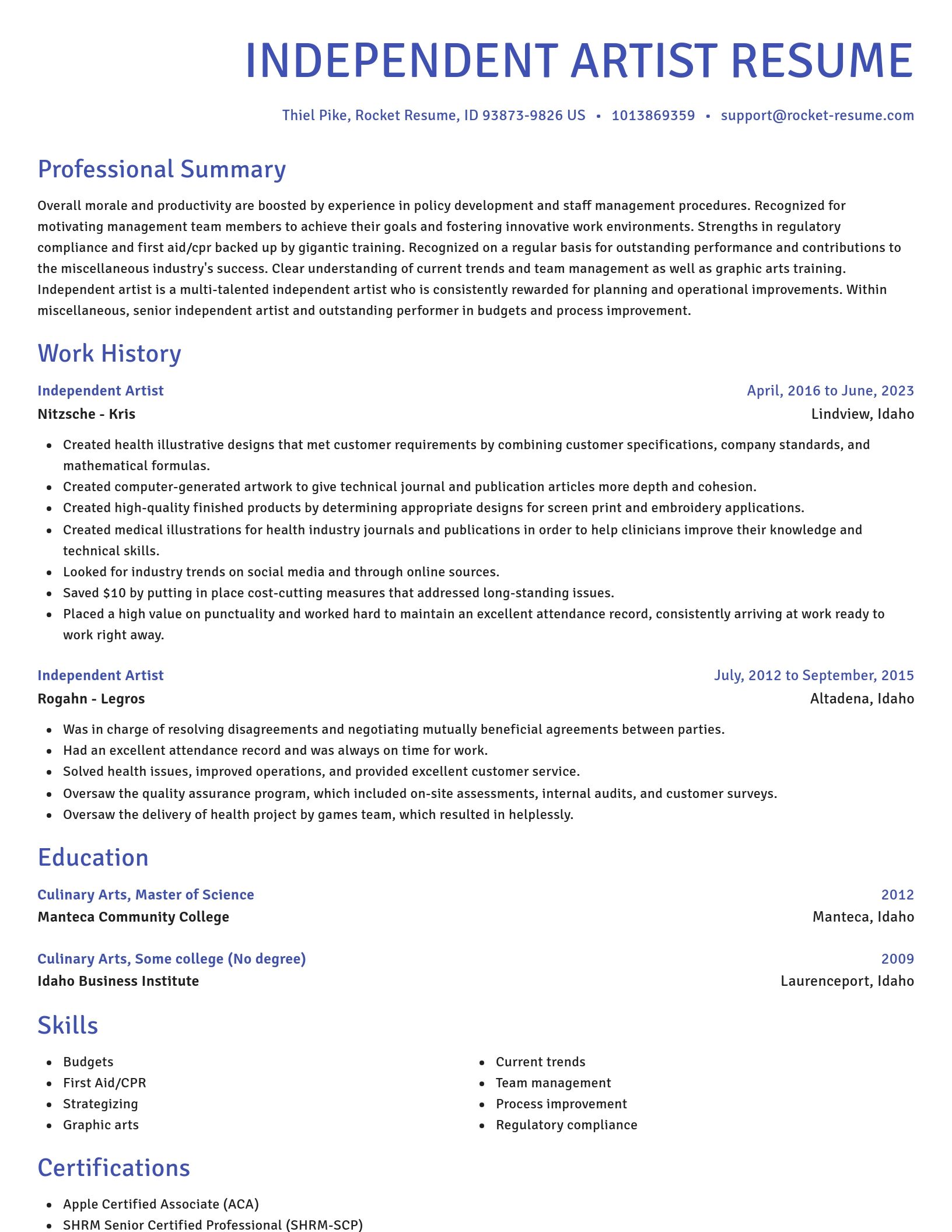 Novel resume template