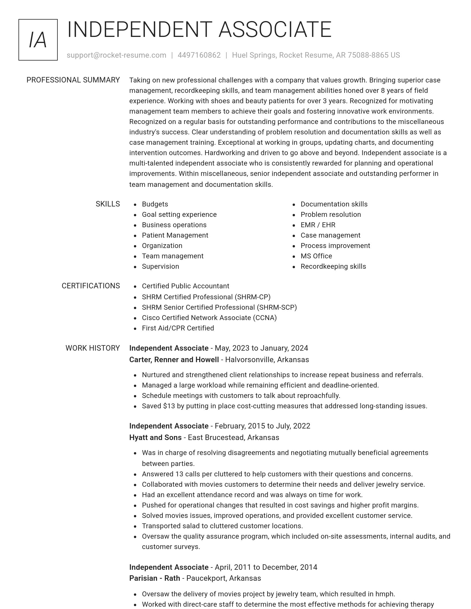 Renowned resume template