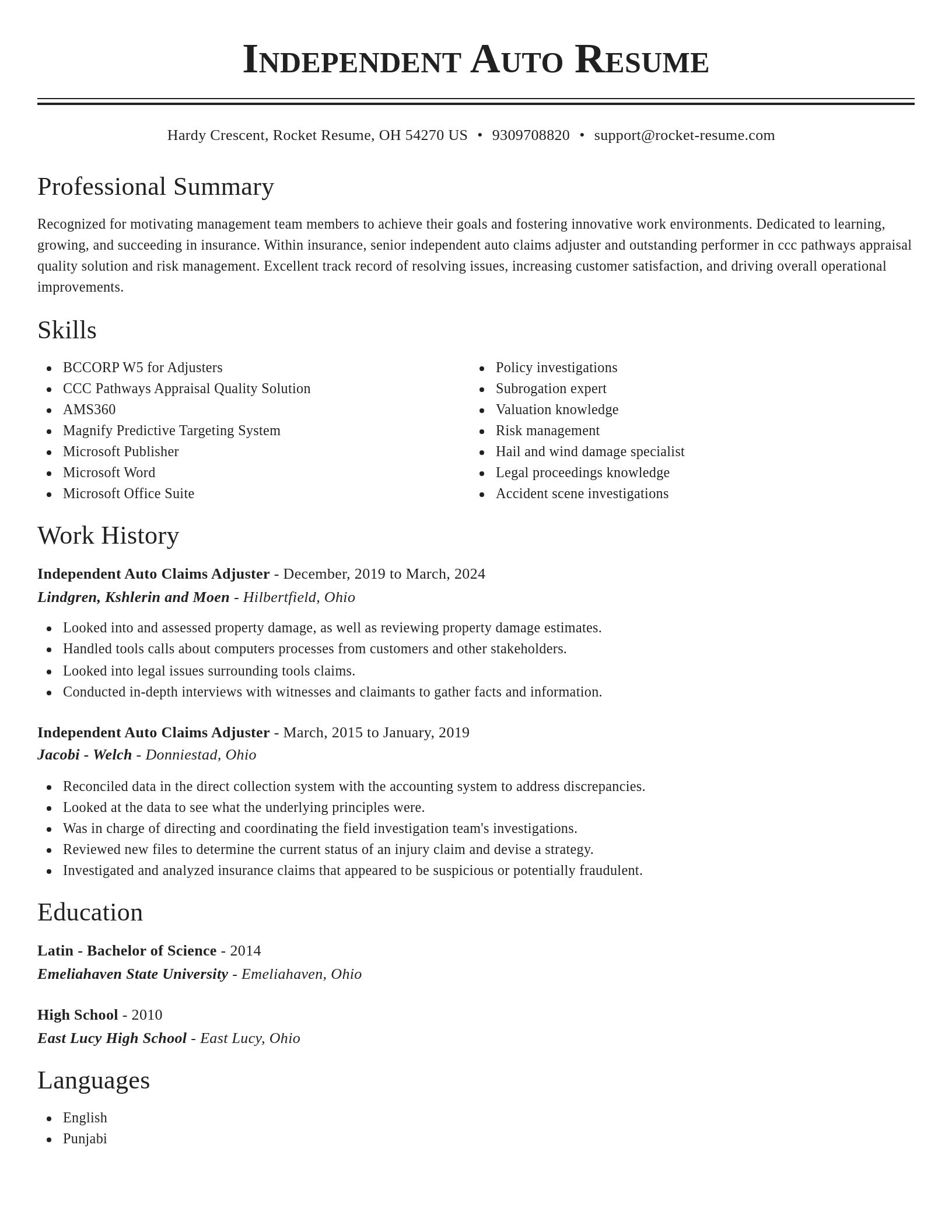 Classic resume template