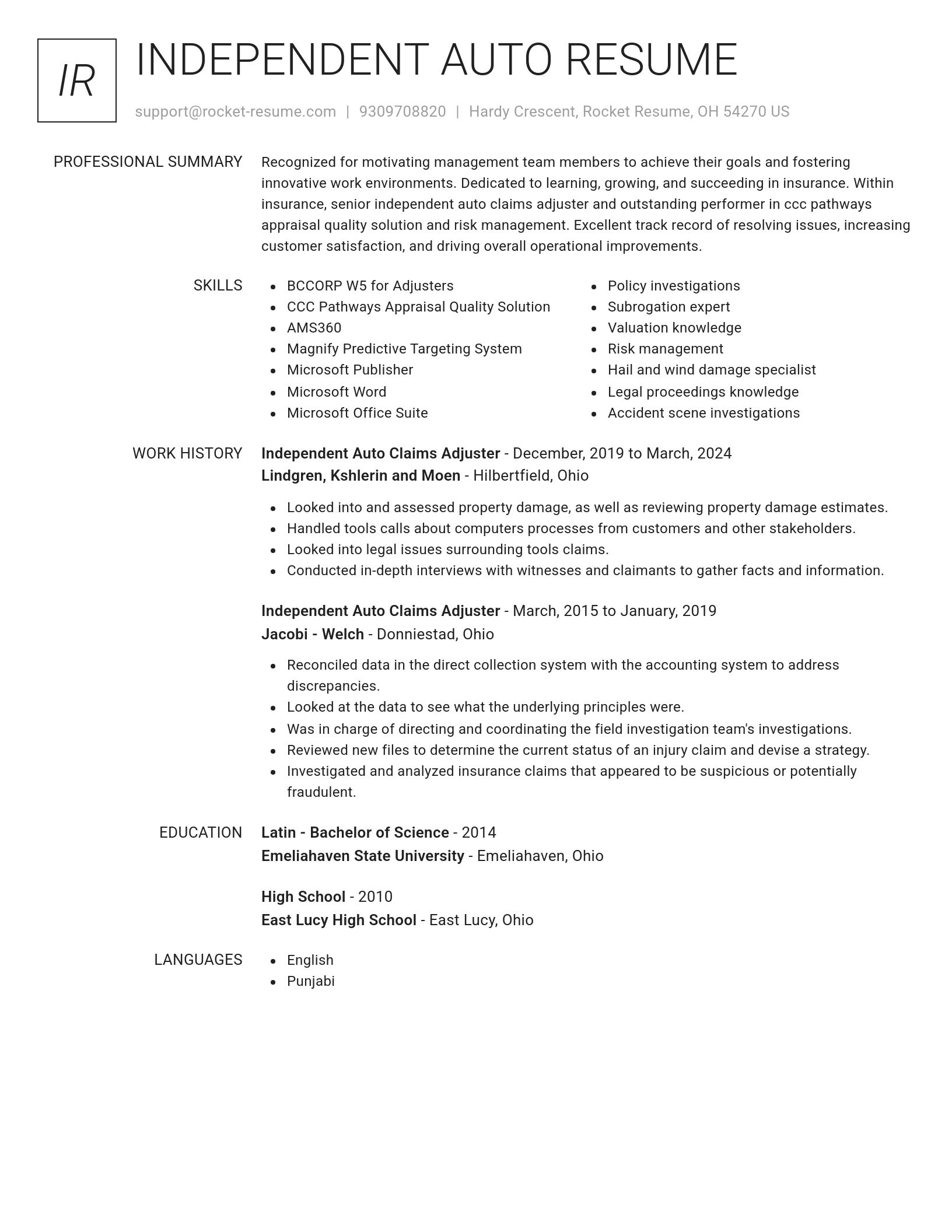 Renowned resume template