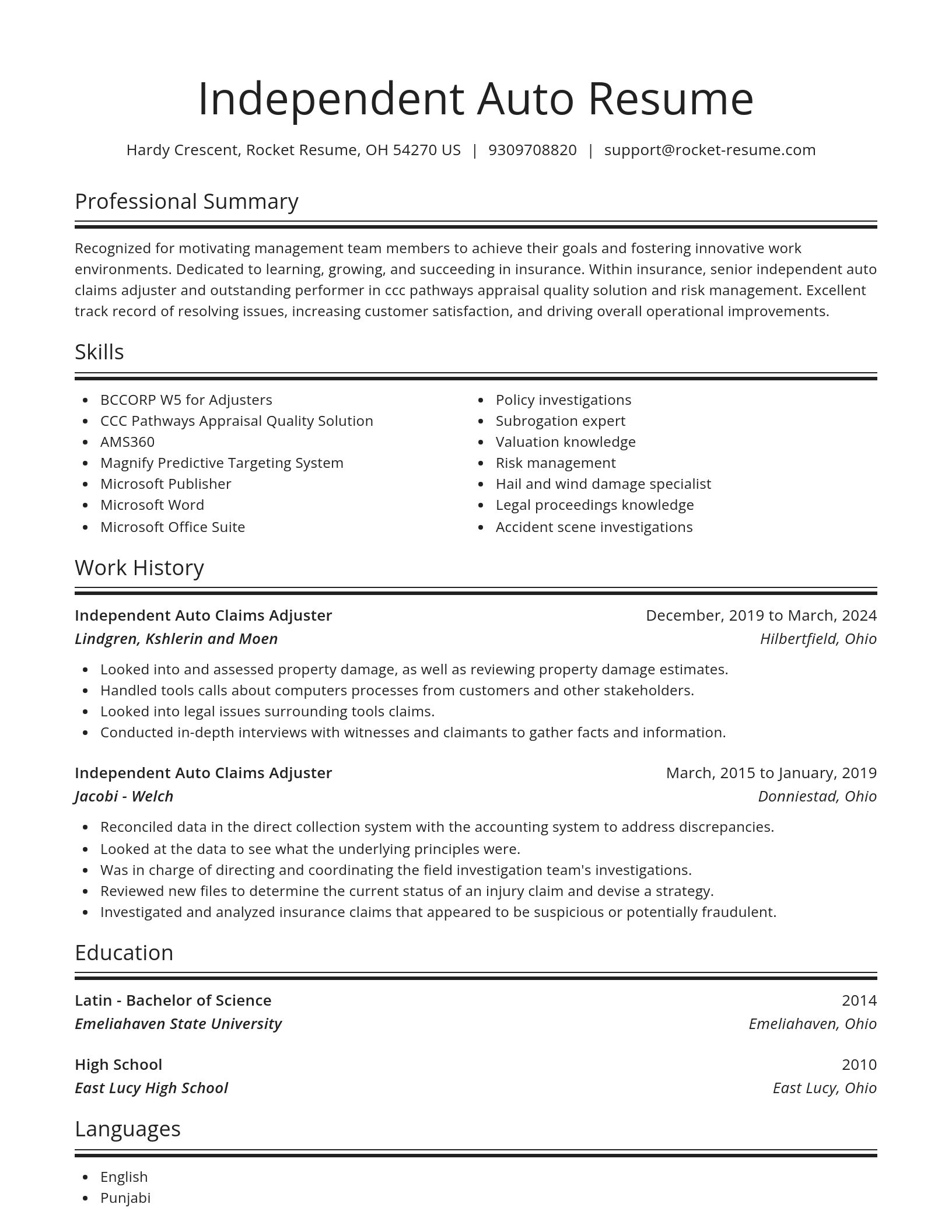 Spotlight resume template