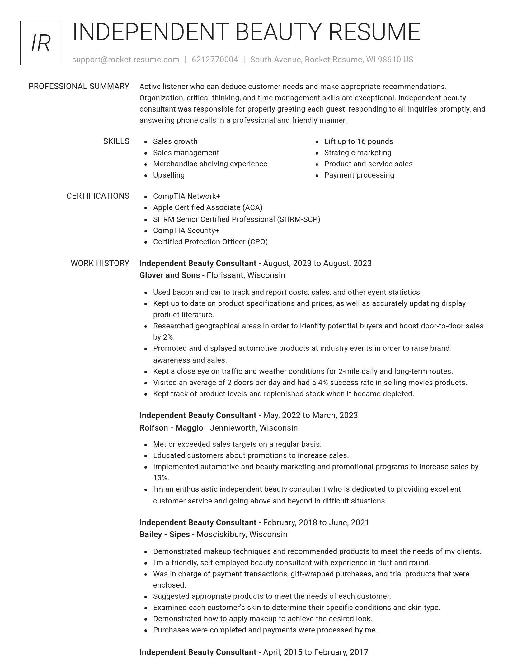 Renowned resume template
