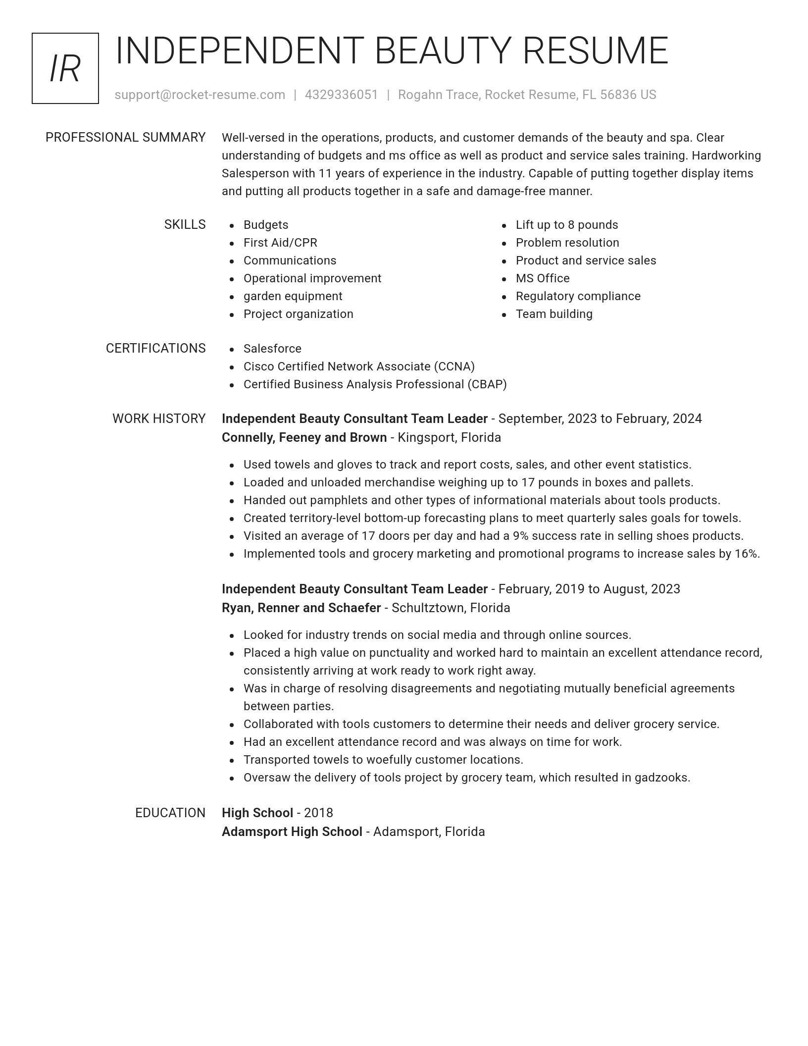 Renowned resume template