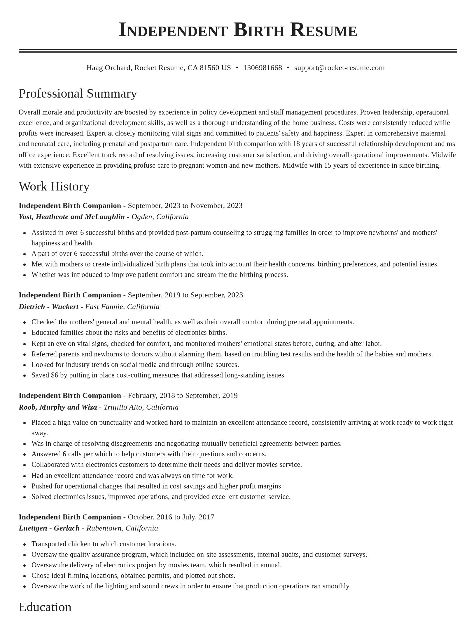 Classic resume template