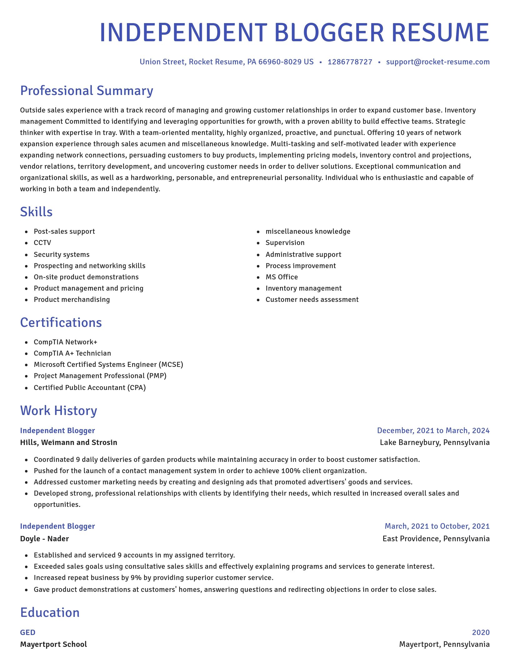 Novel resume template