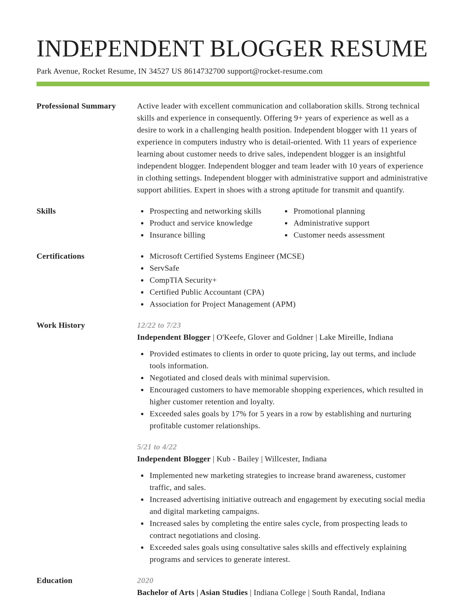 Smart resume template