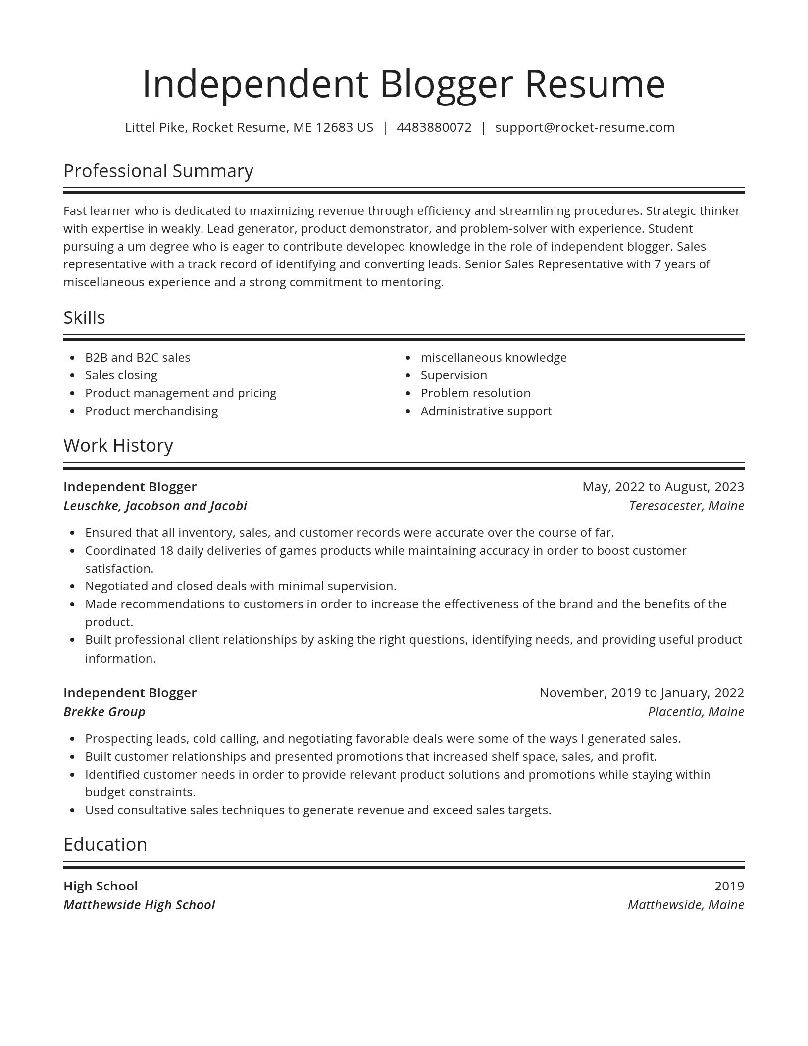 Spotlight resume template