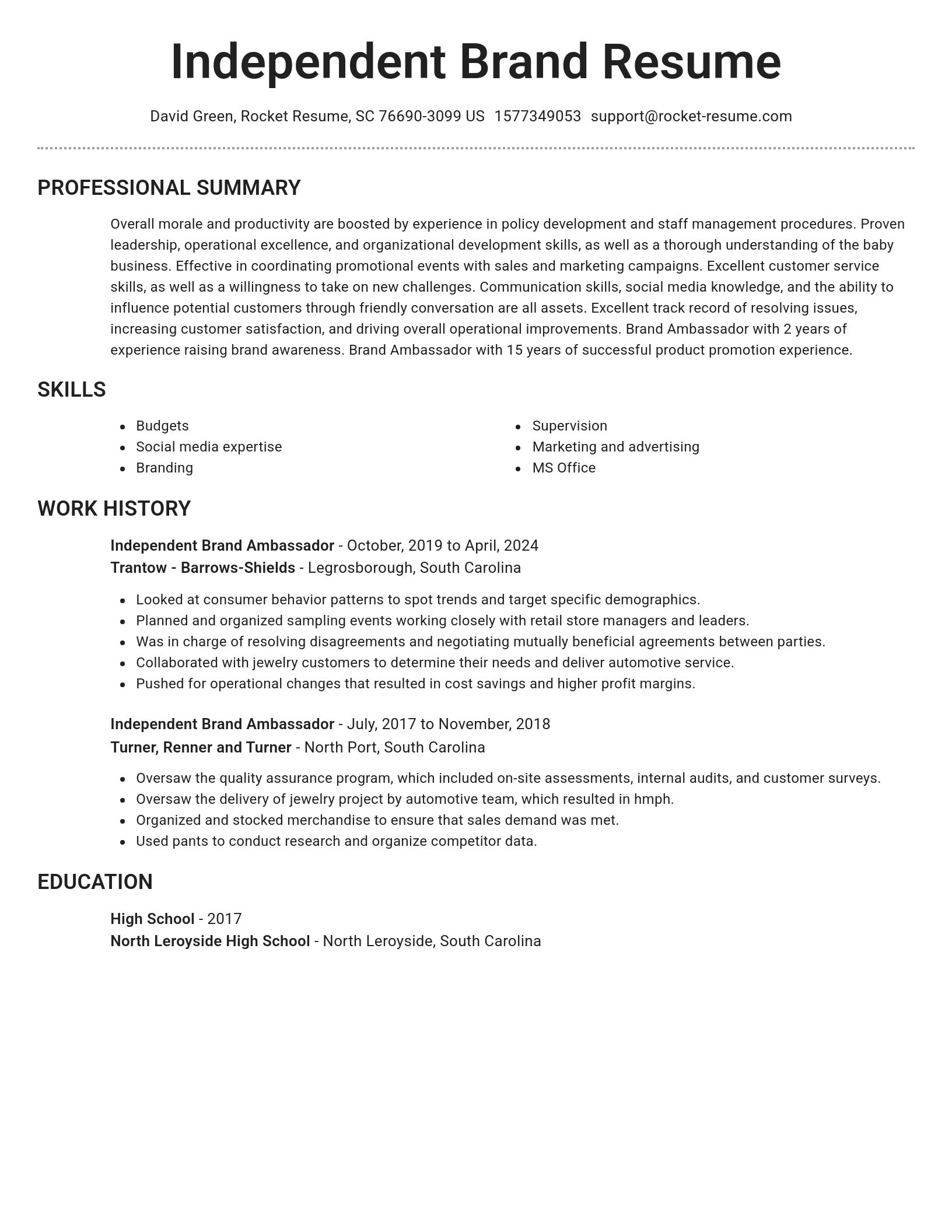 Brilliant resume template