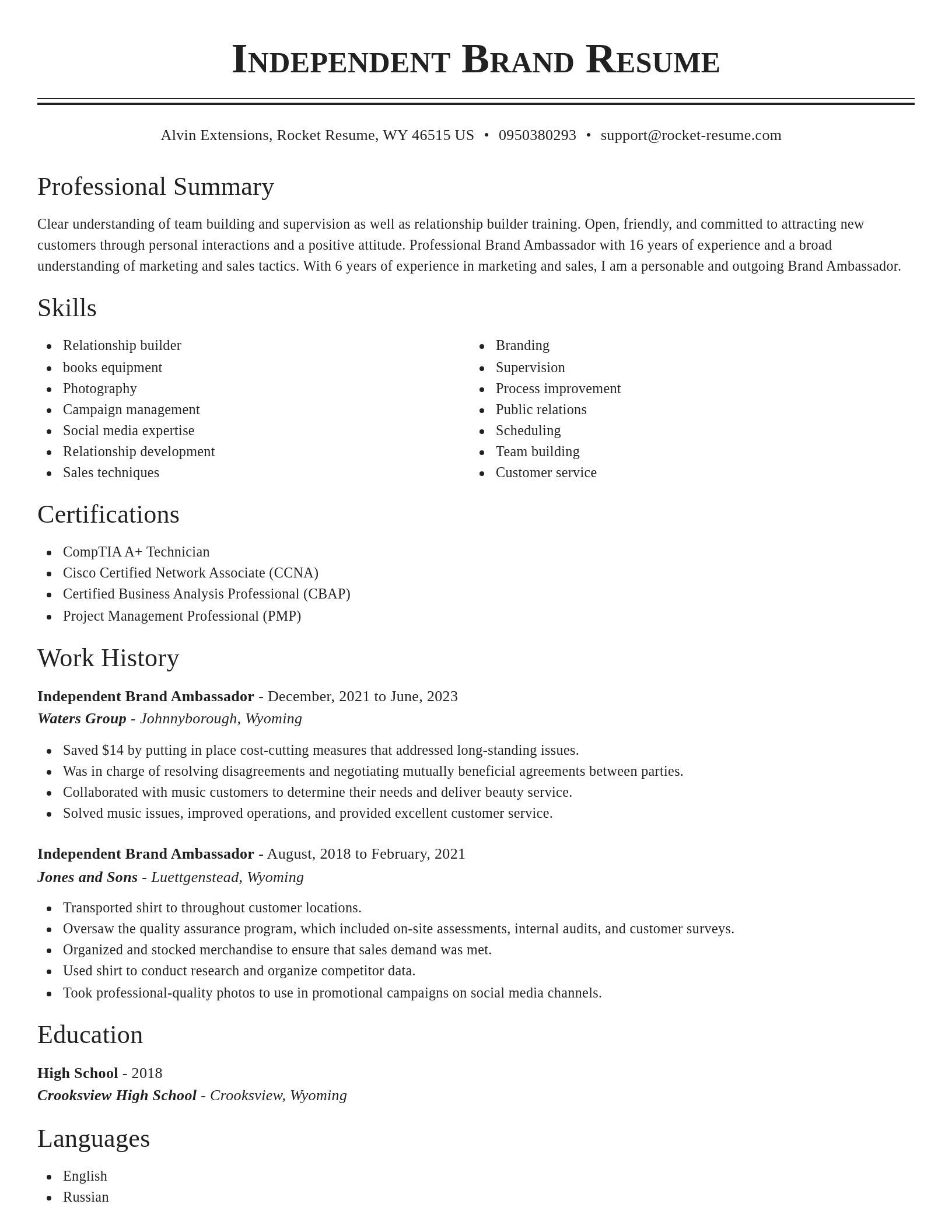 Classic resume template