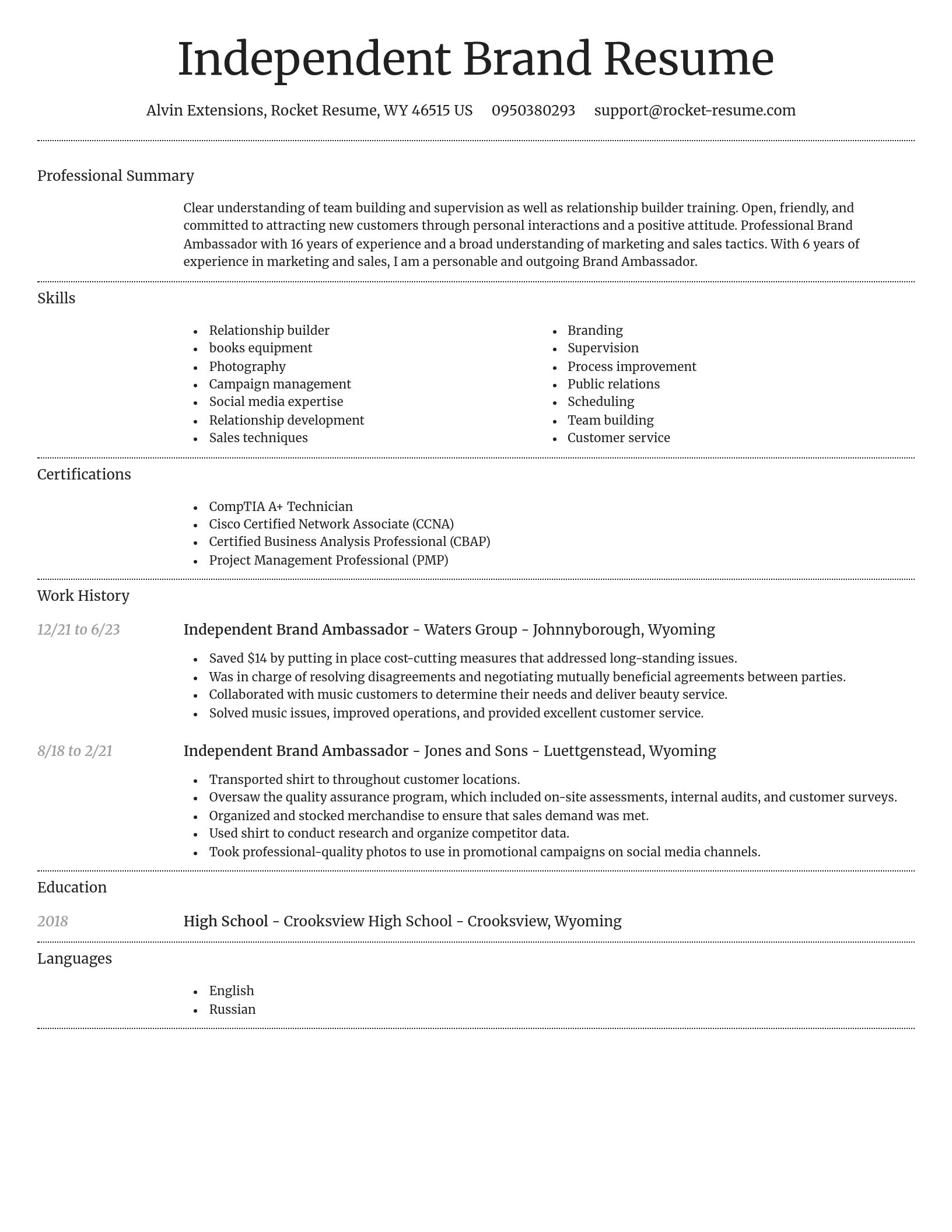Dignified resume template