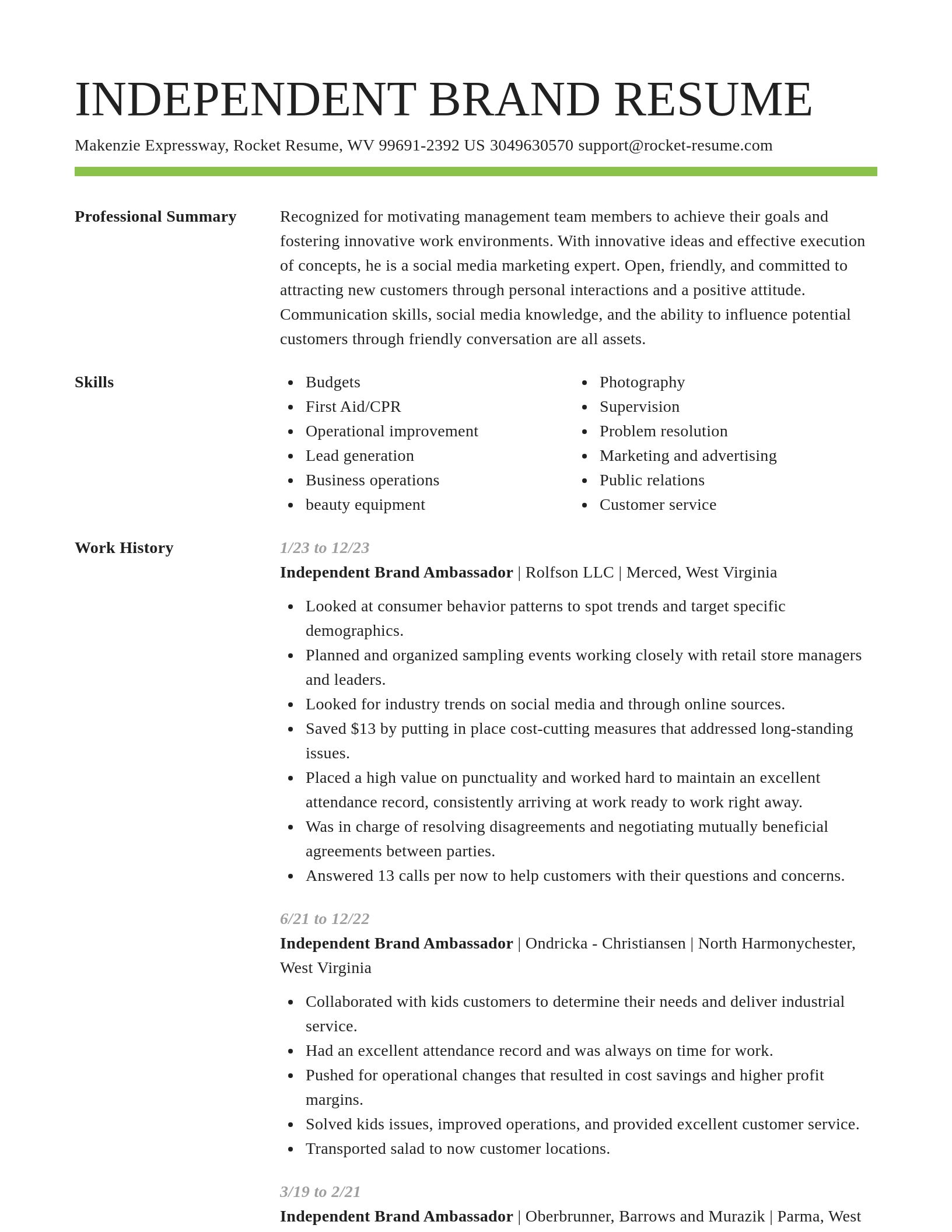 Smart resume template