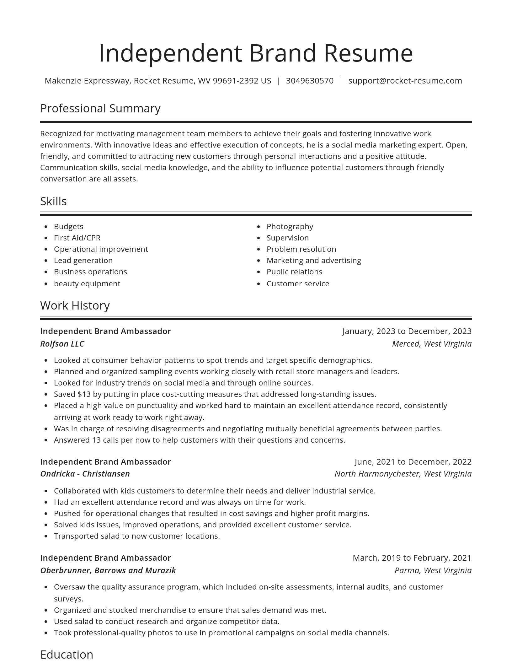 Spotlight resume template