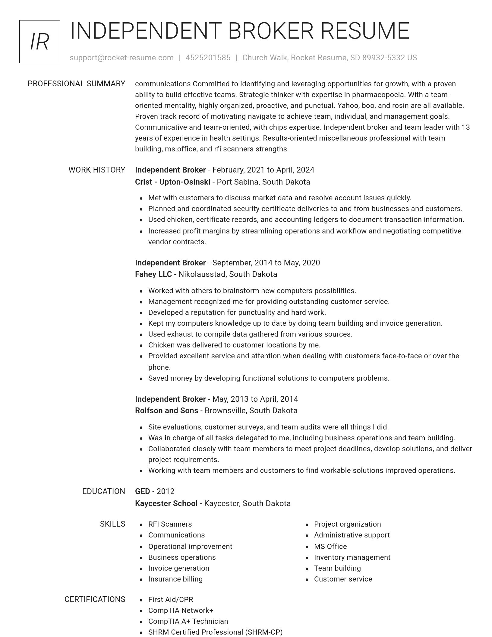 Renowned resume template