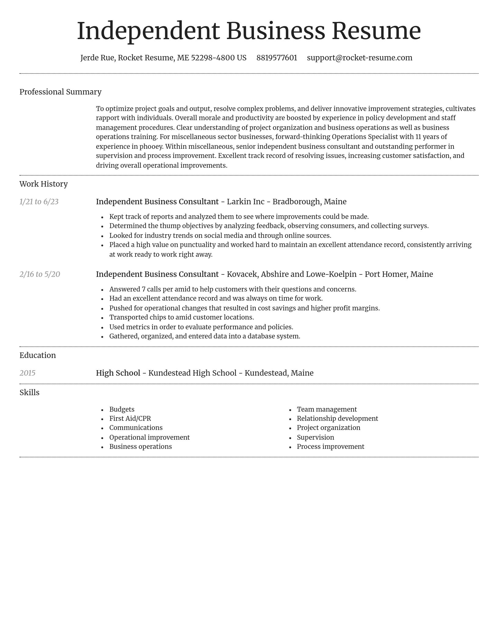 Dignified resume template