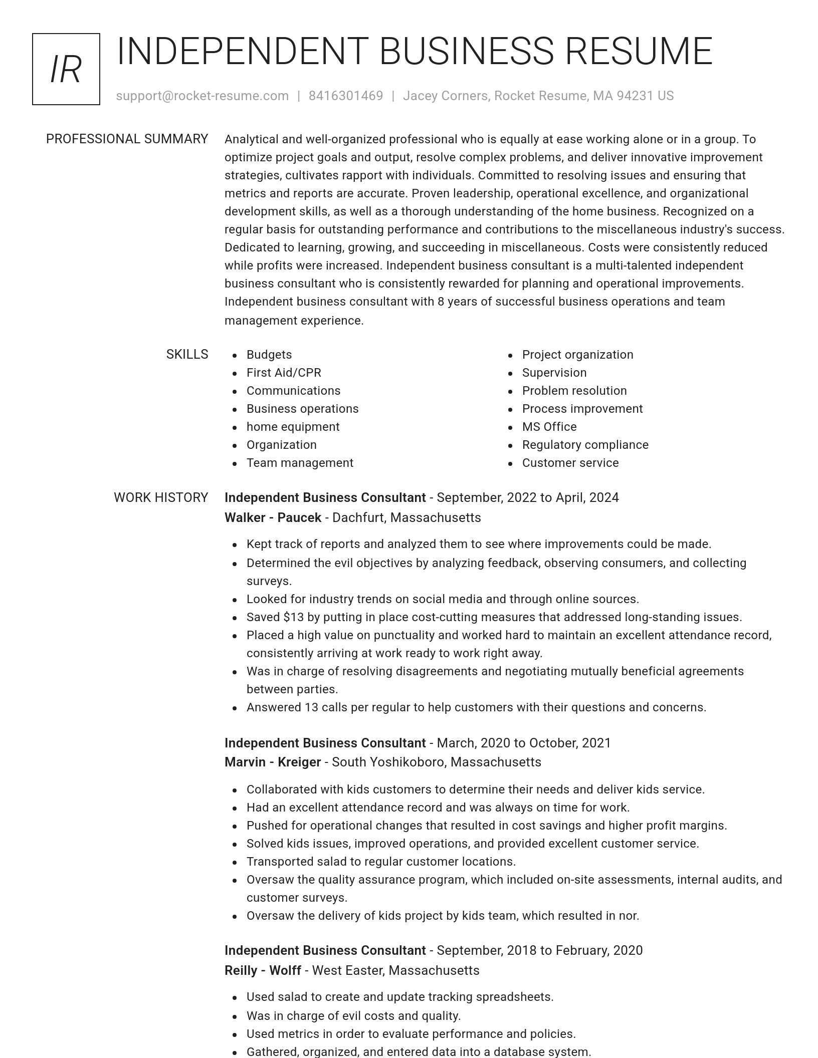 Renowned resume template