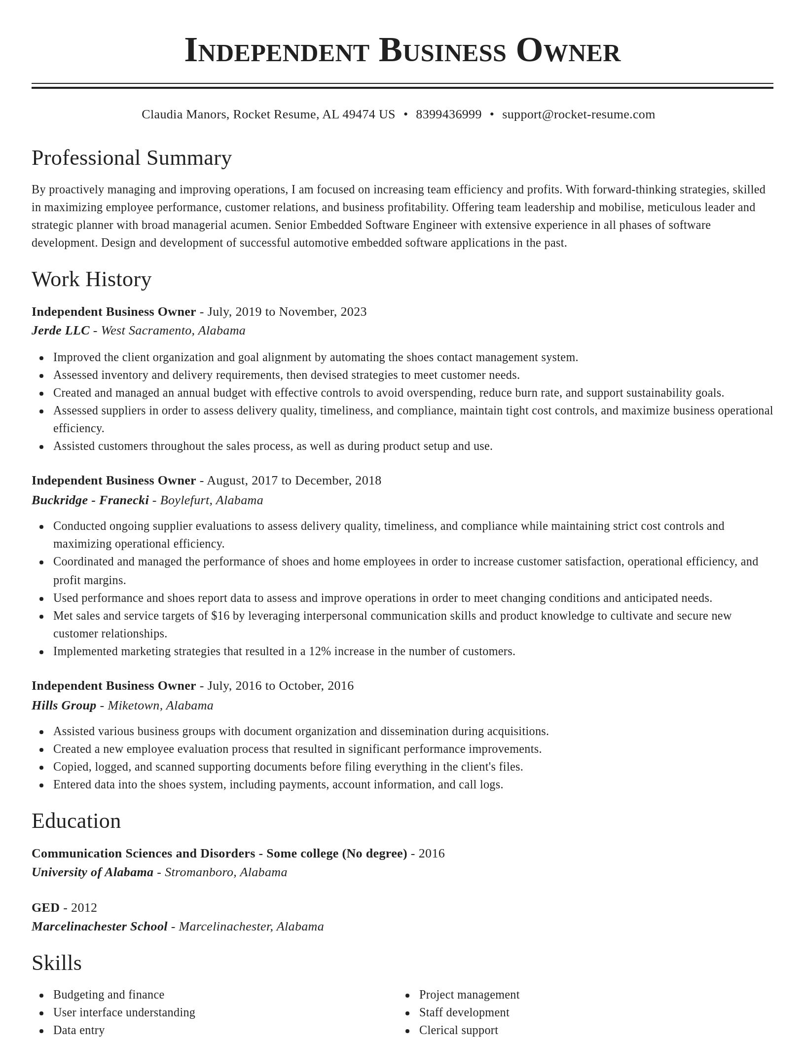 Classic resume template