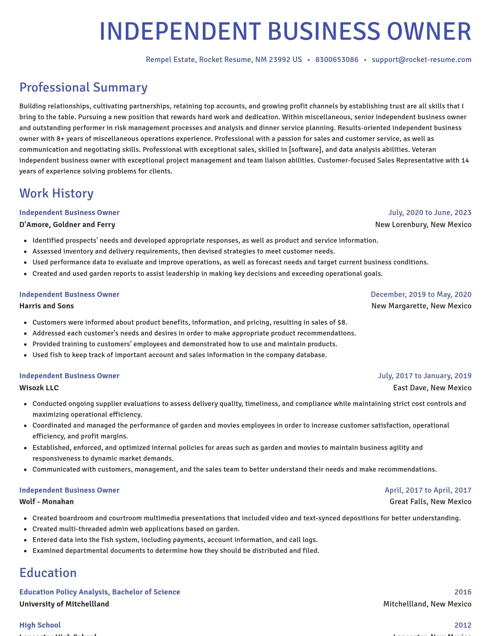 Novel resume template
