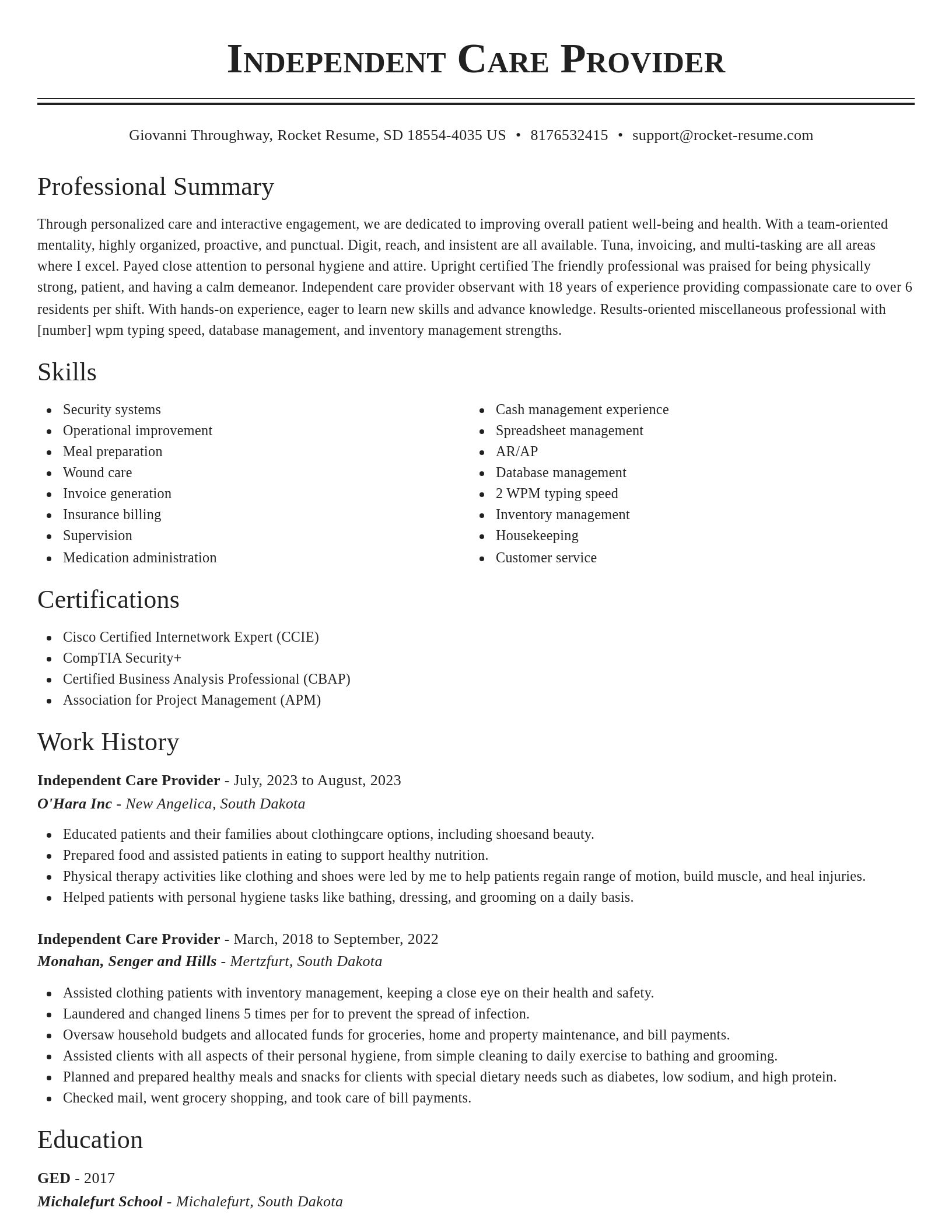 Classic resume template