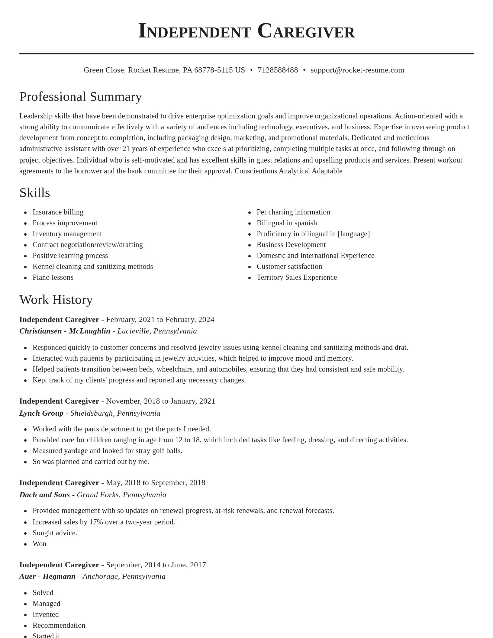 Classic resume template