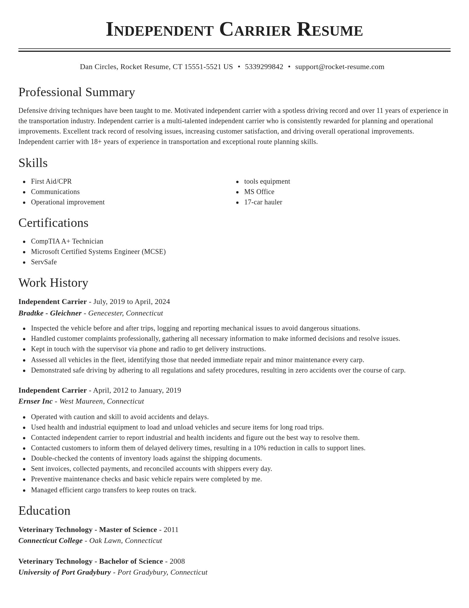 Classic resume template