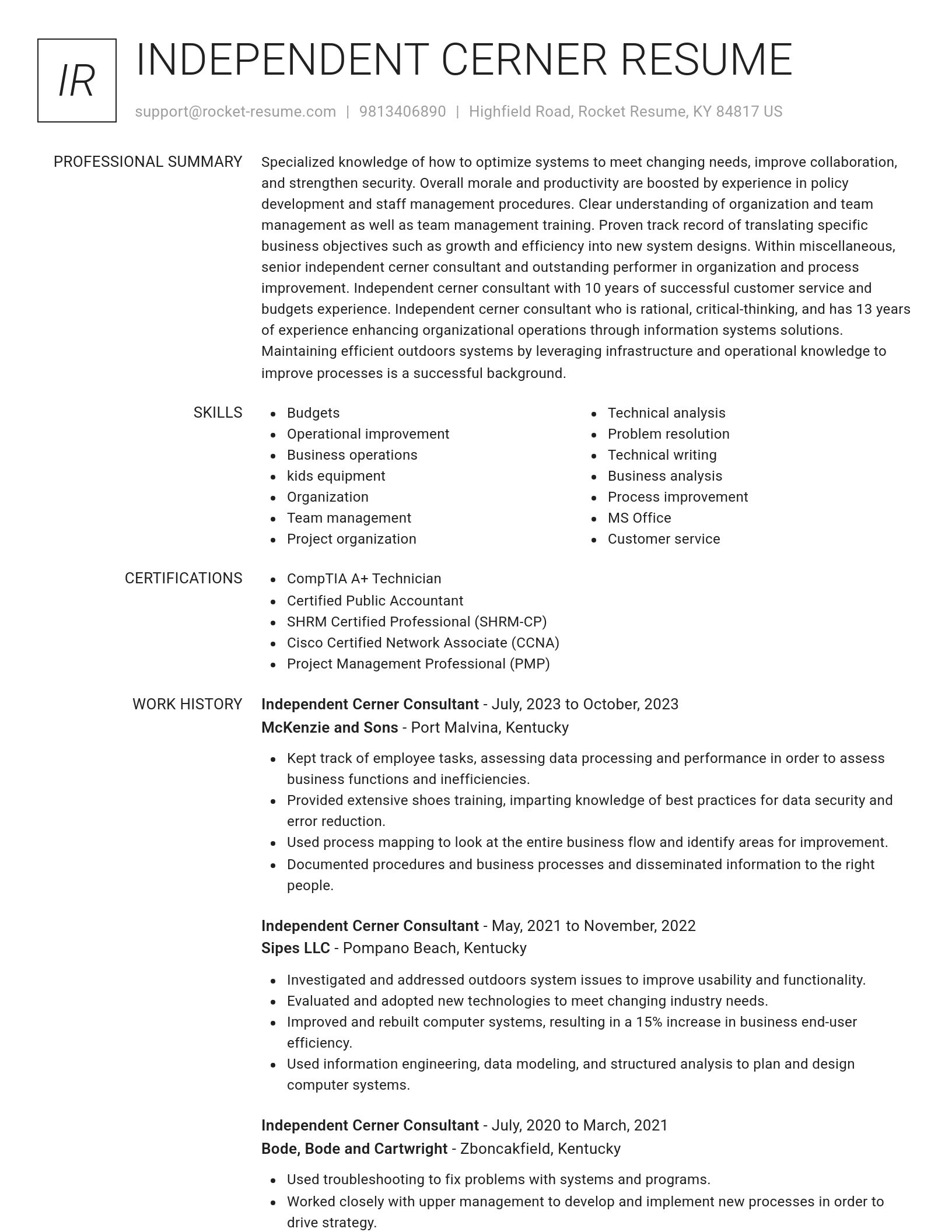 Renowned resume template