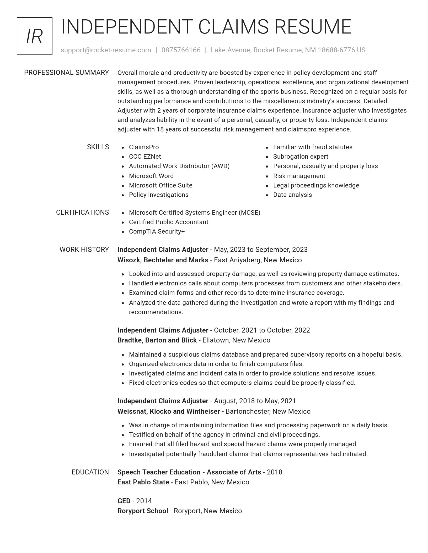Renowned resume template