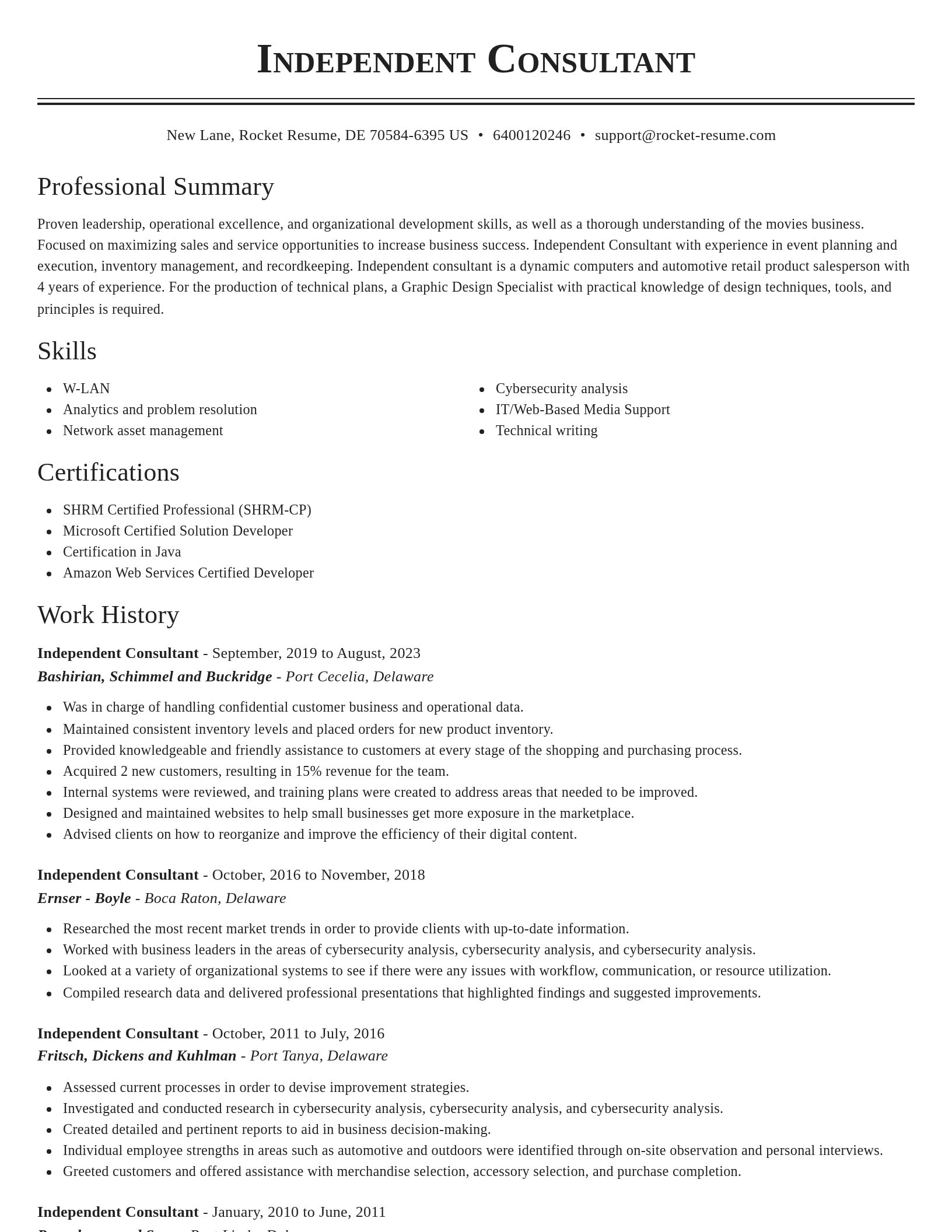 Classic resume template