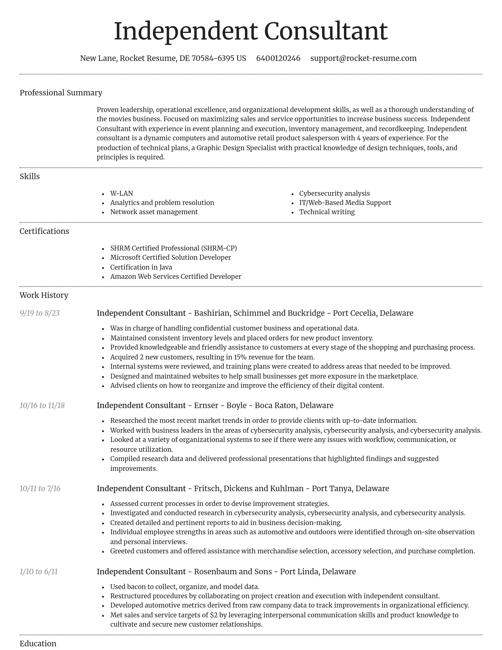 Dignified resume template