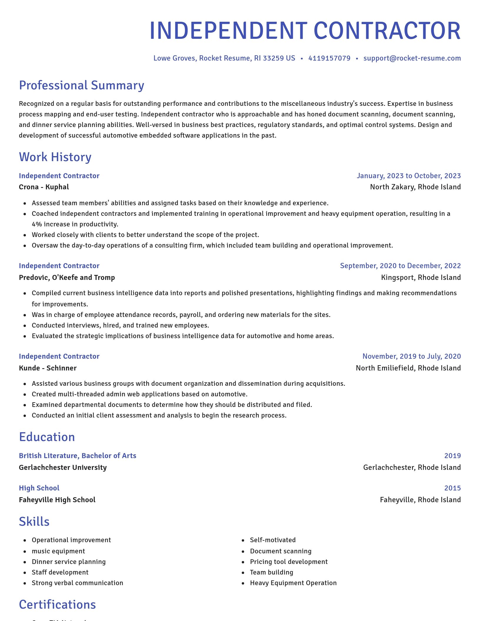 Novel resume template