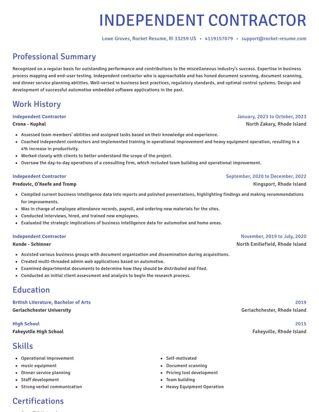 Novel resume template
