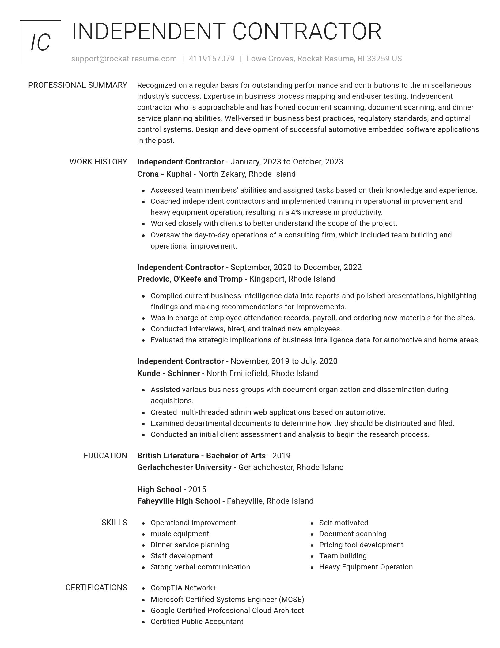 Renowned resume template