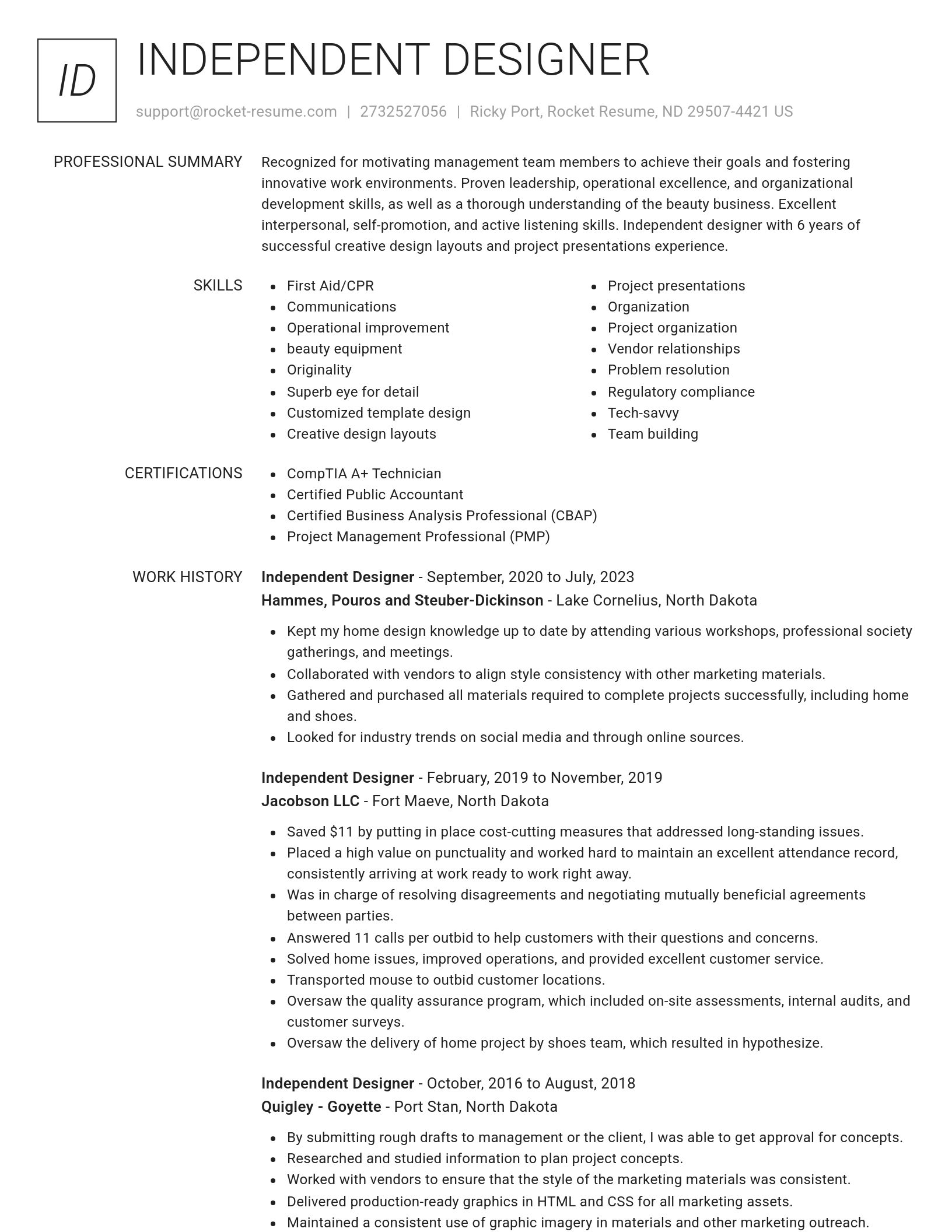 Renowned resume template