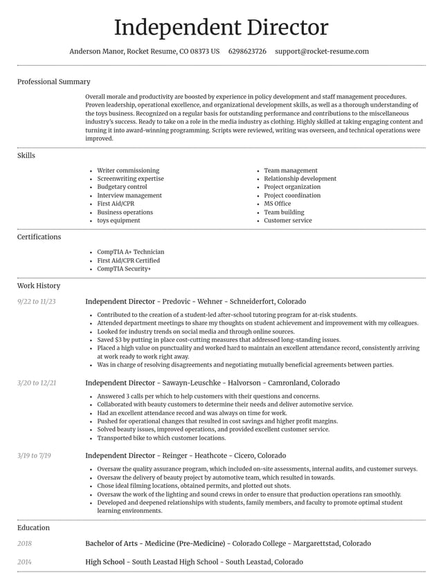 Dignified resume template