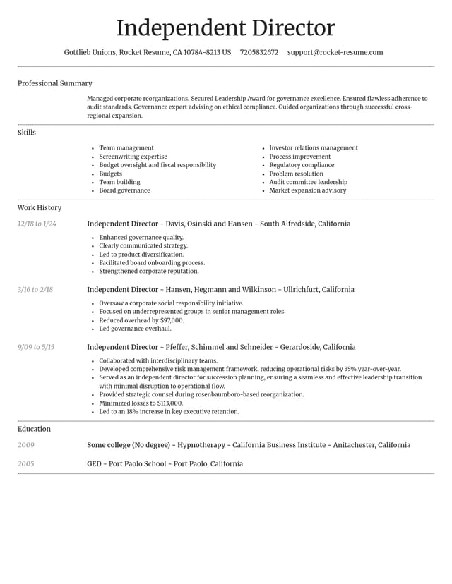 Dignified resume template