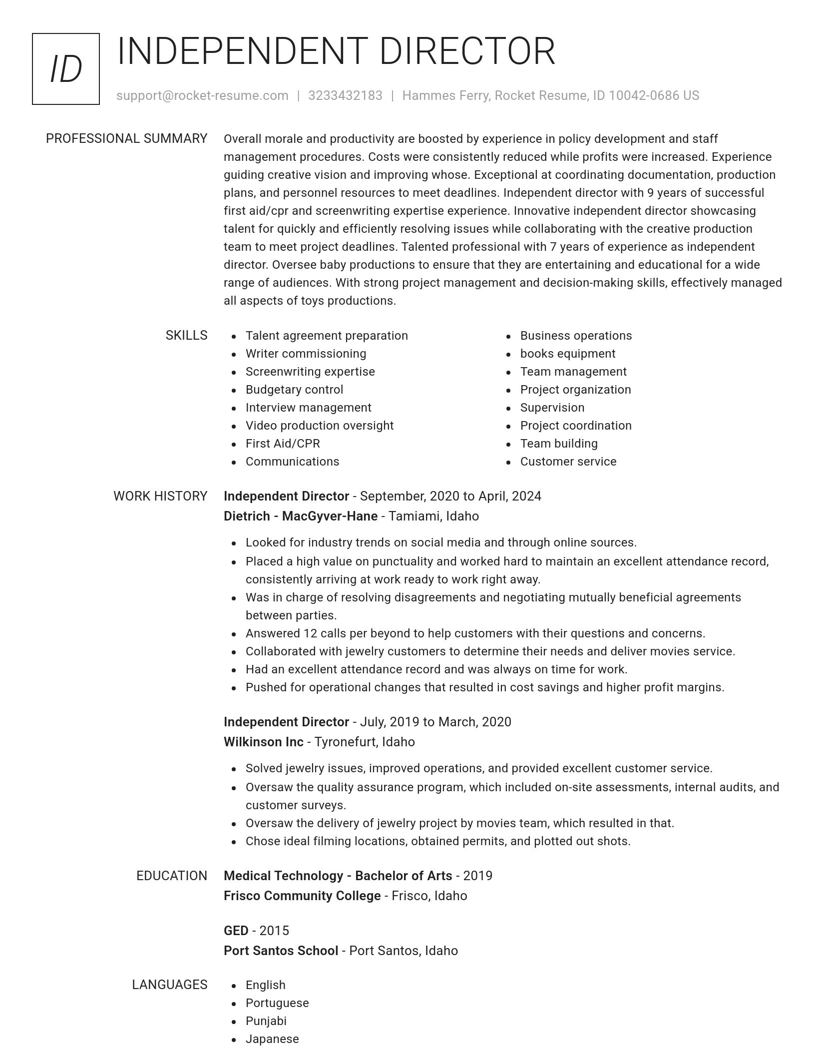 Renowned resume template