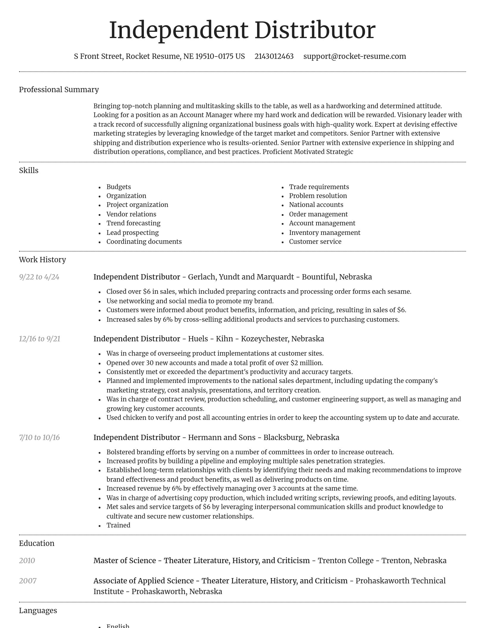 Dignified resume template