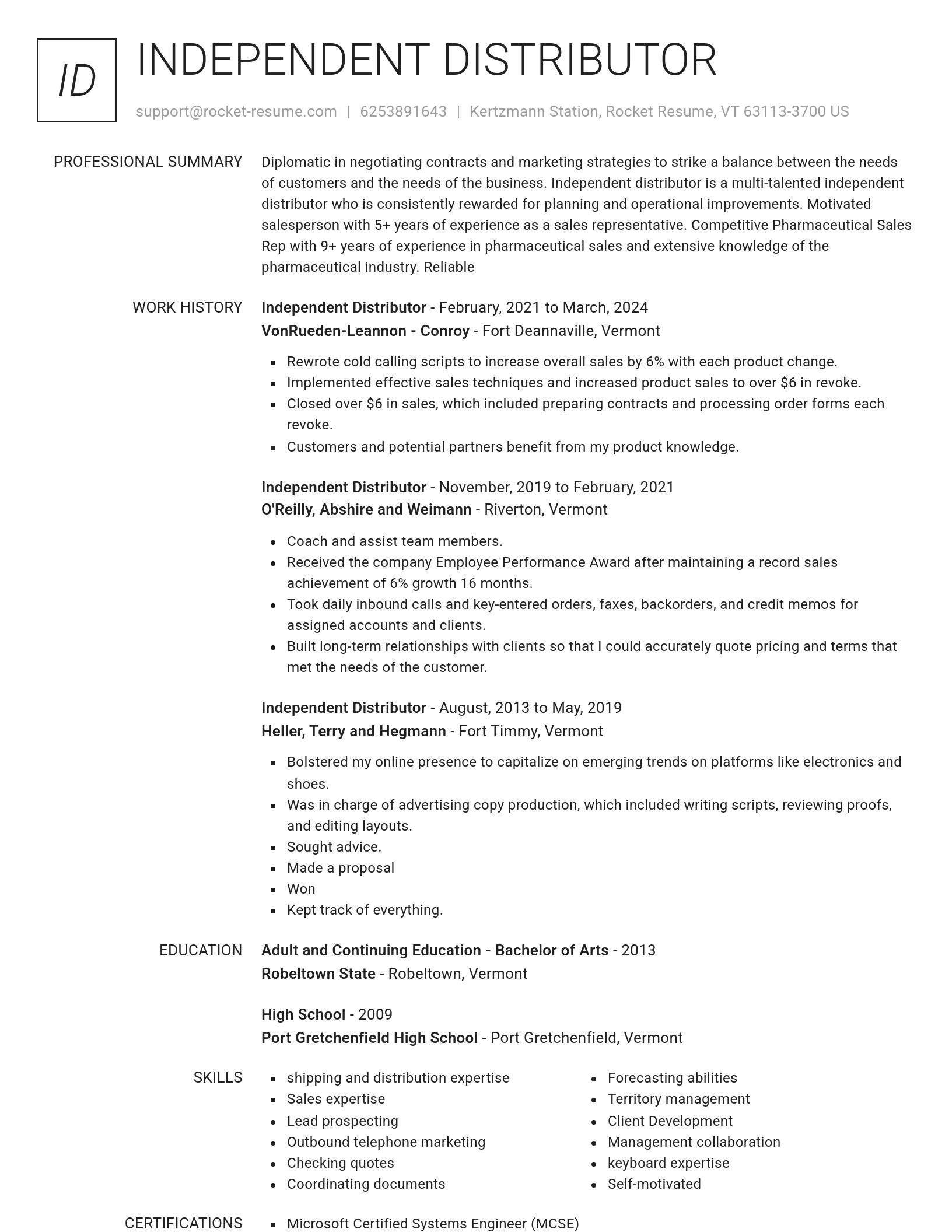 Renowned resume template