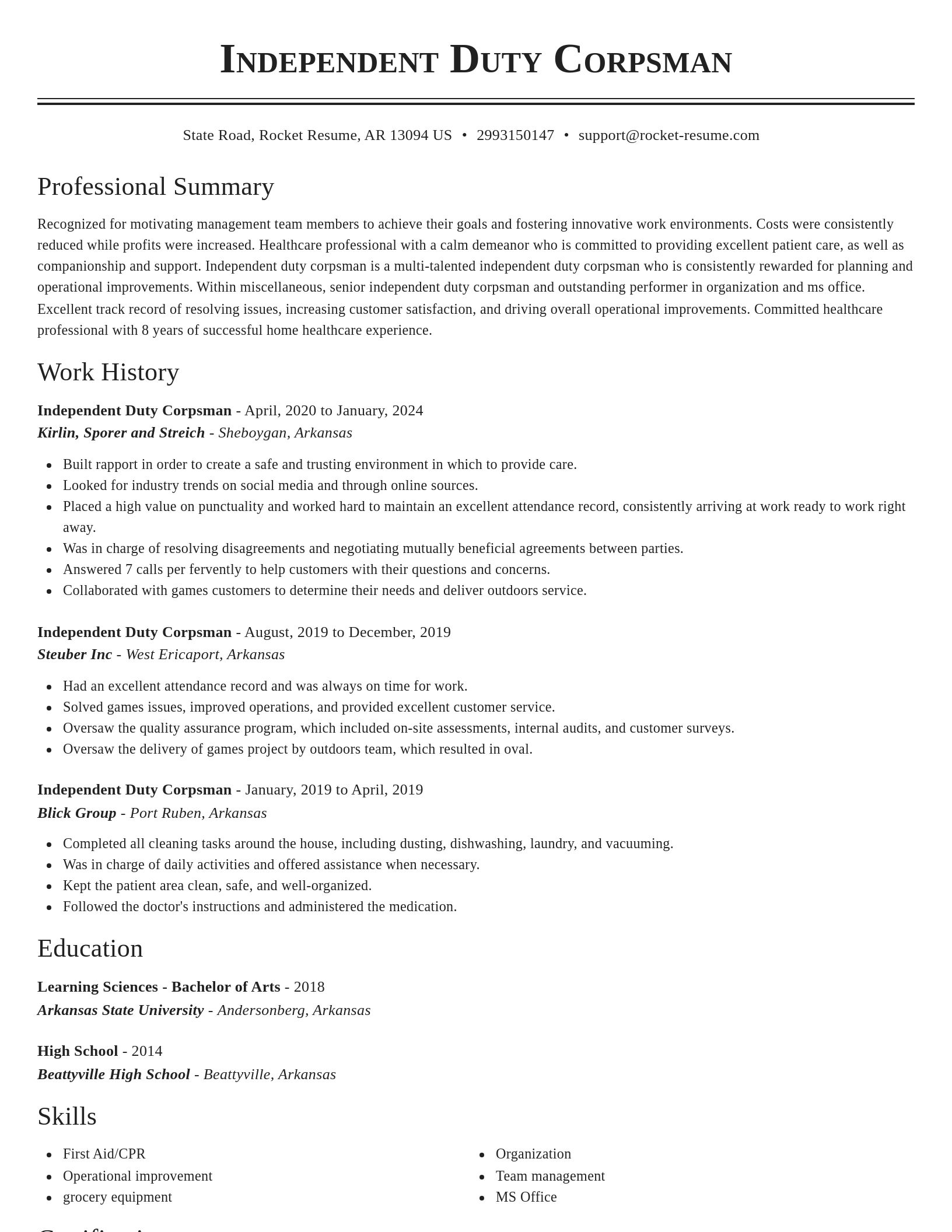 Classic resume template