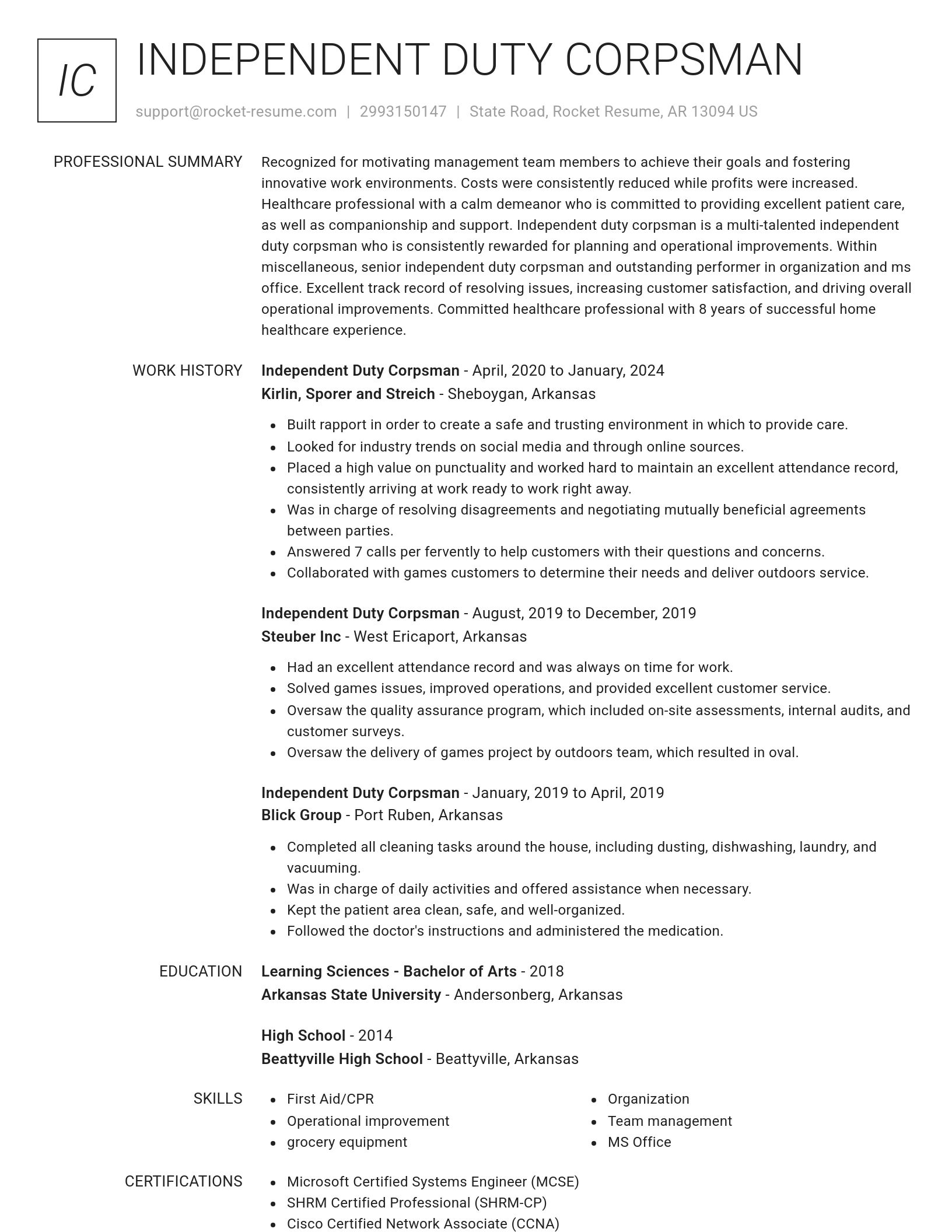Renowned resume template