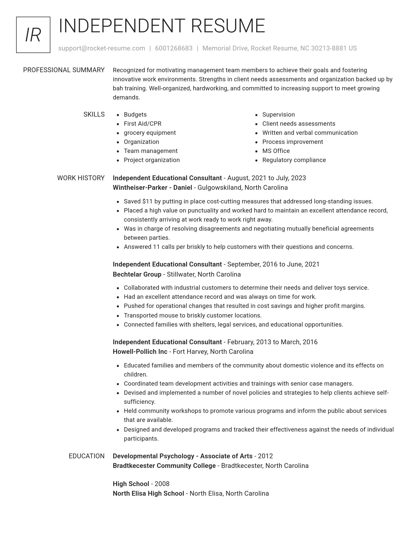 Renowned resume template