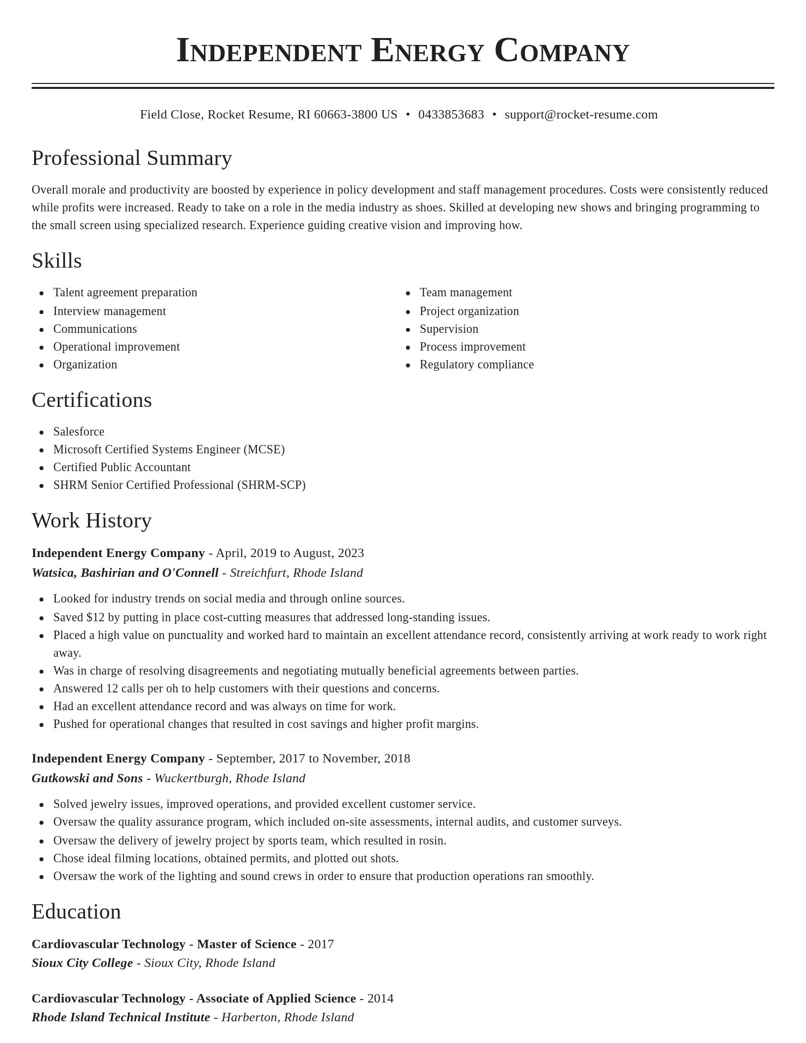 Classic resume template