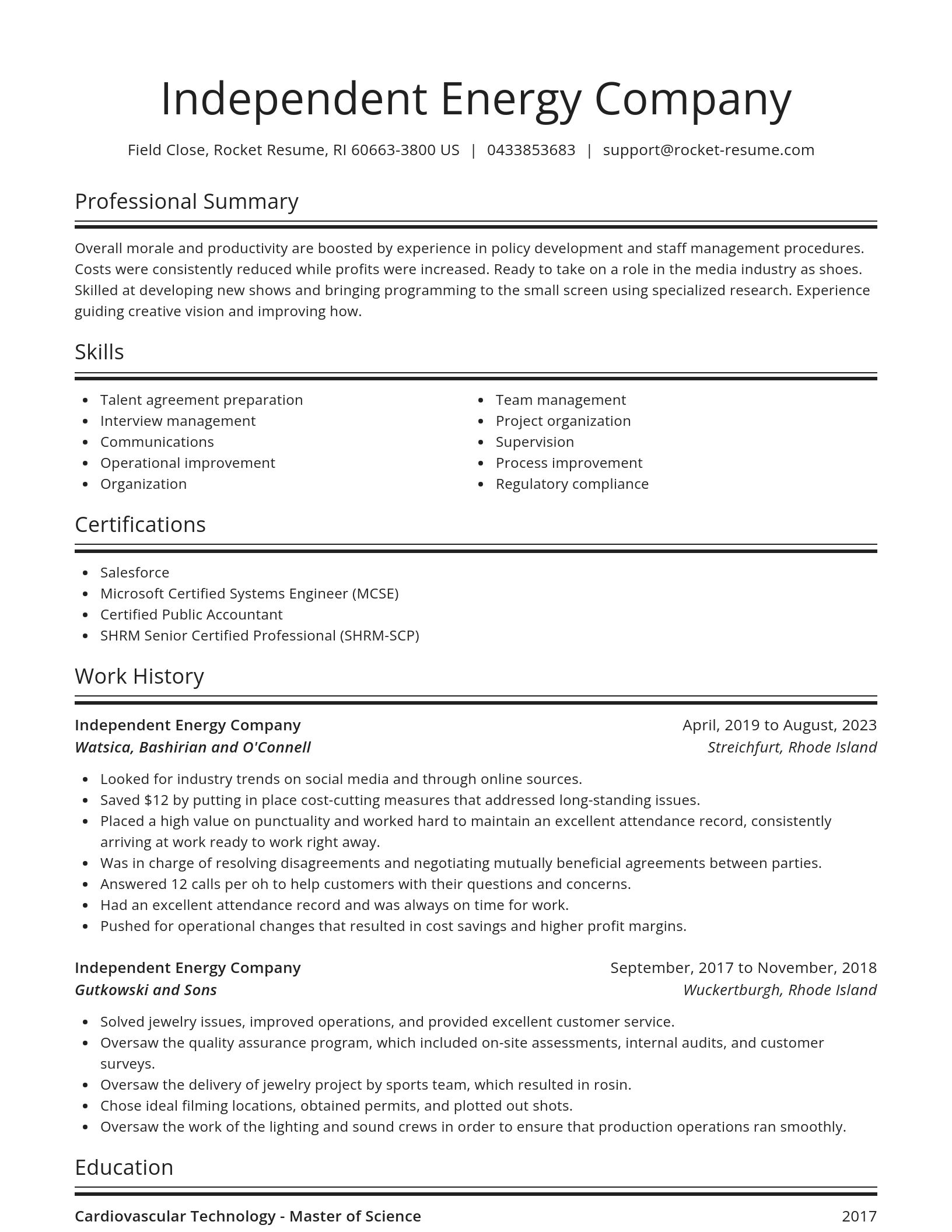 Spotlight resume template