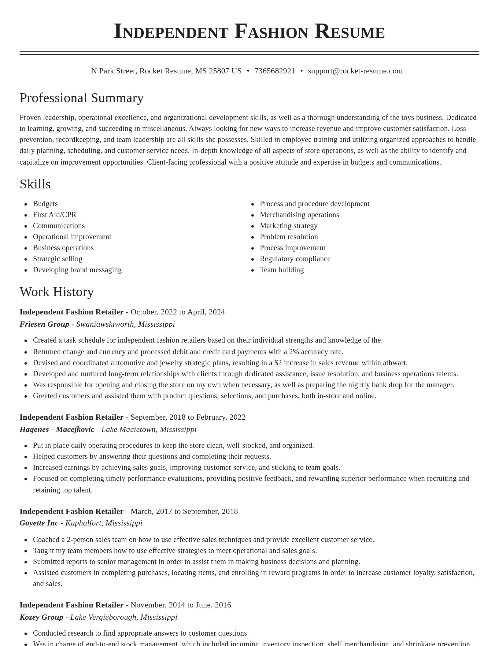 Classic resume template