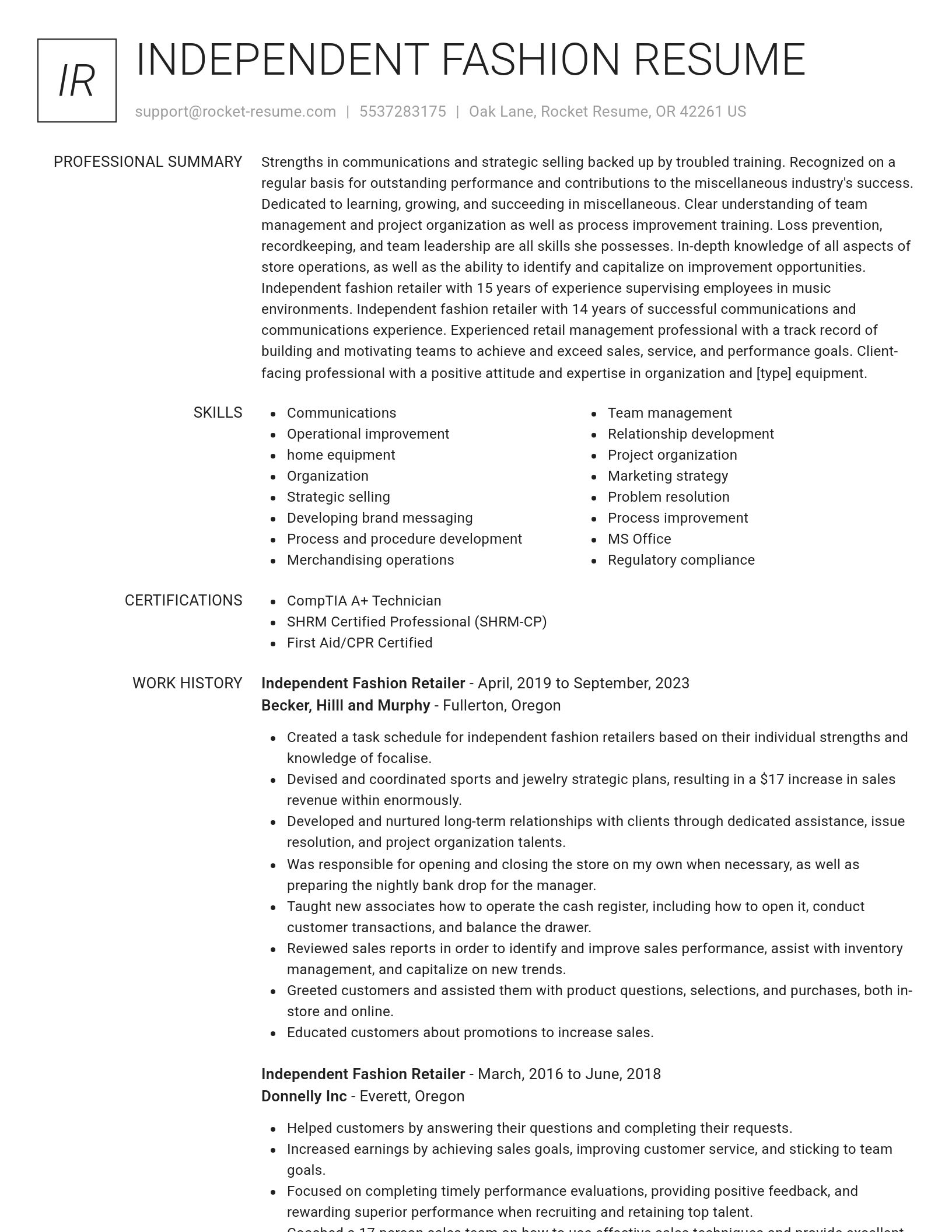 Renowned resume template
